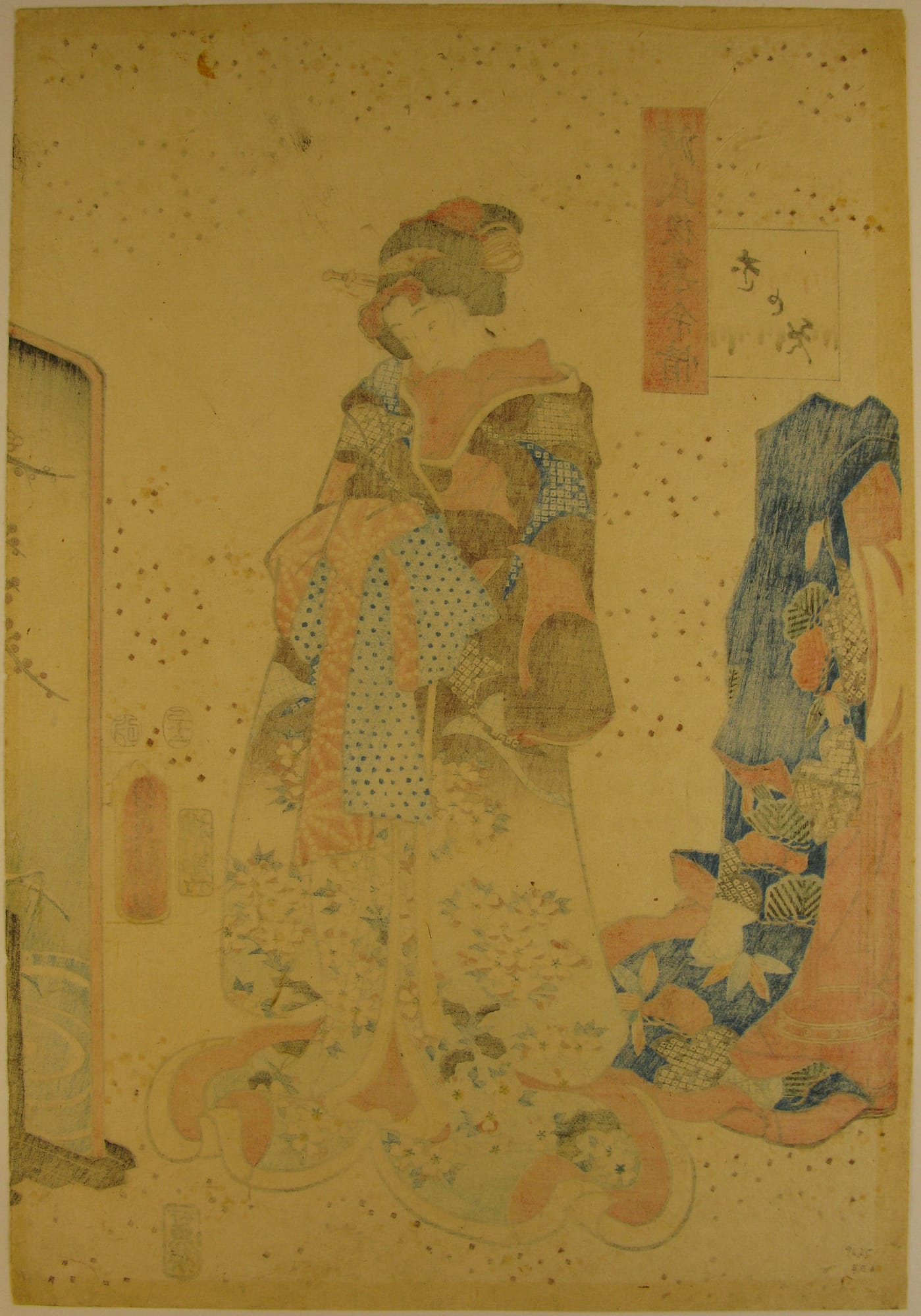 Kunisada / Toyokuni III - woodblock print - Lasting impressions of a late Genji collection - Chapter 31 - verso