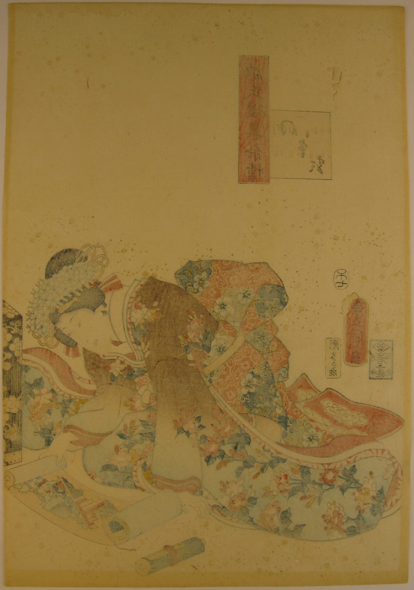 Kunisada / Toyokuni III - woodblock print - Lasting impressions of a late Genji collection - Chapter 25 - verso