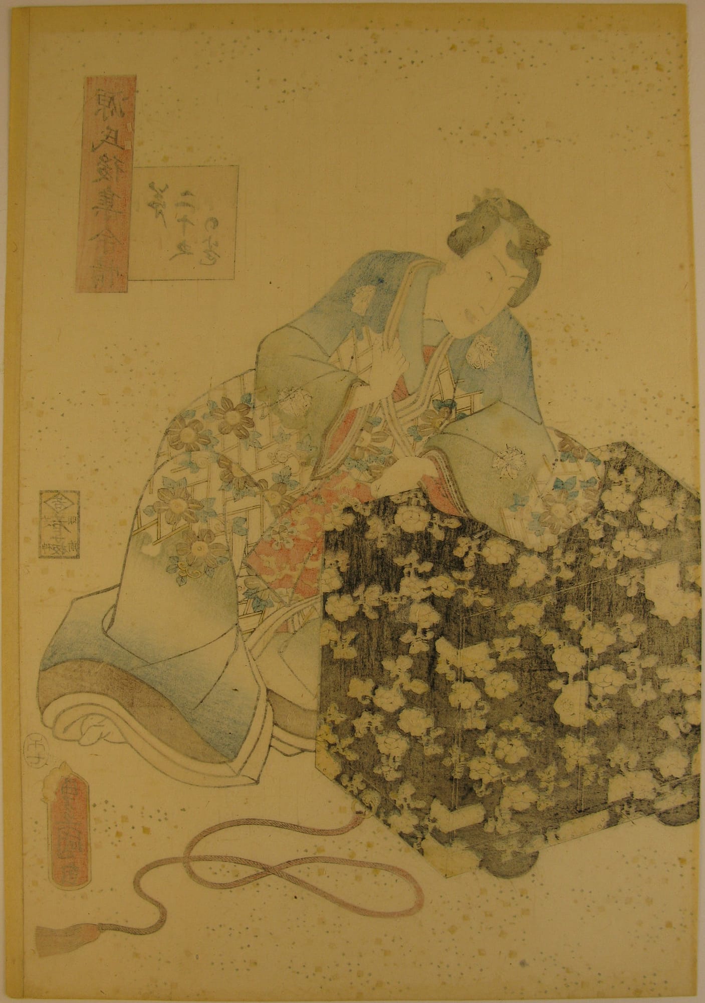 Kunisada / Toyokuni III - woodblock print - Lasting impressions of a late Genji collection - Chapter 25 - verso