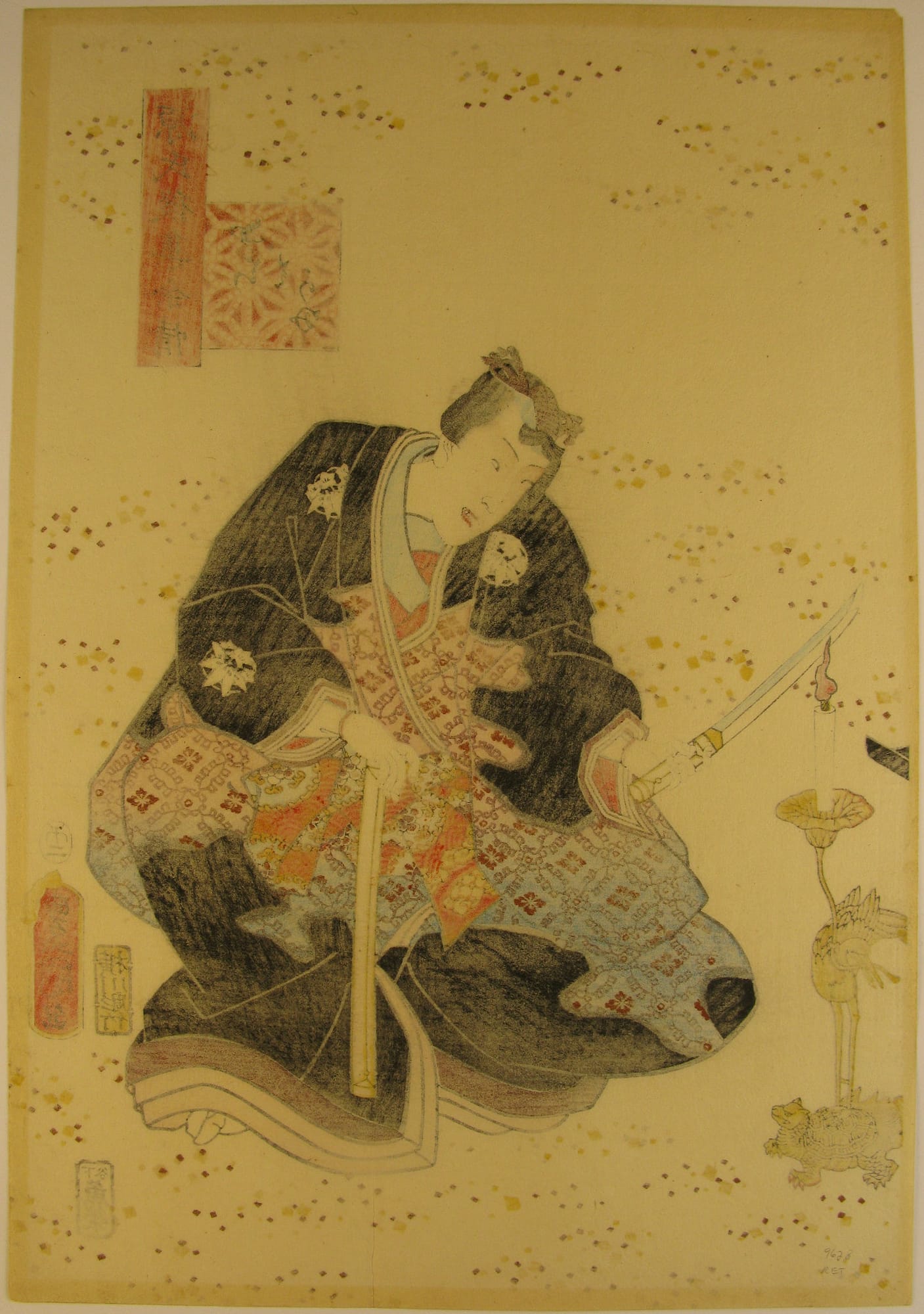 Kunisada / Toyokuni III - woodblock print - Lasting impressions of a late Genji collection - Chapter 30 - verso