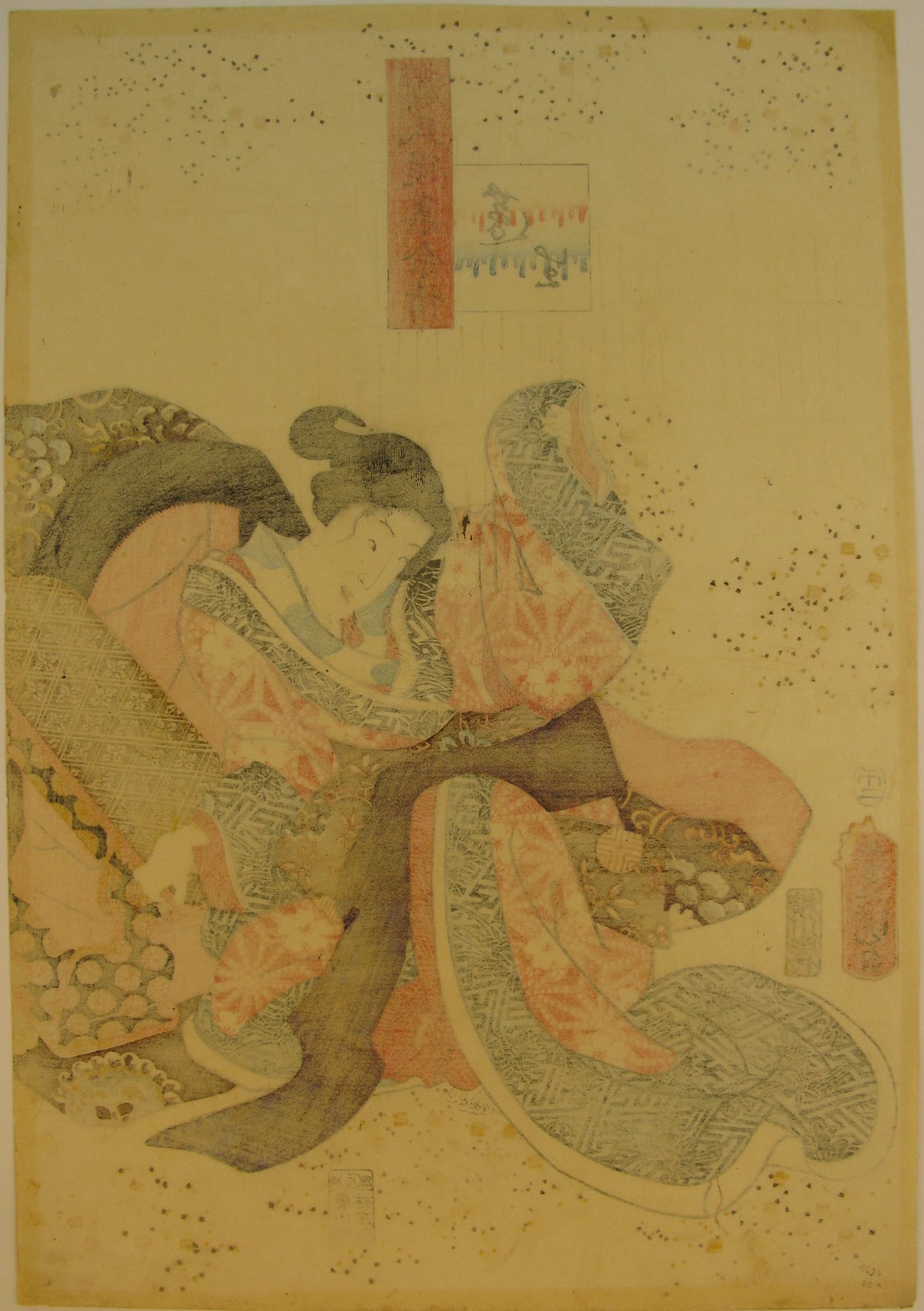 Kunisada / Toyokuni III - woodblock print - Lasting impressions of a late Genji collection - Chapter 15 - verso right