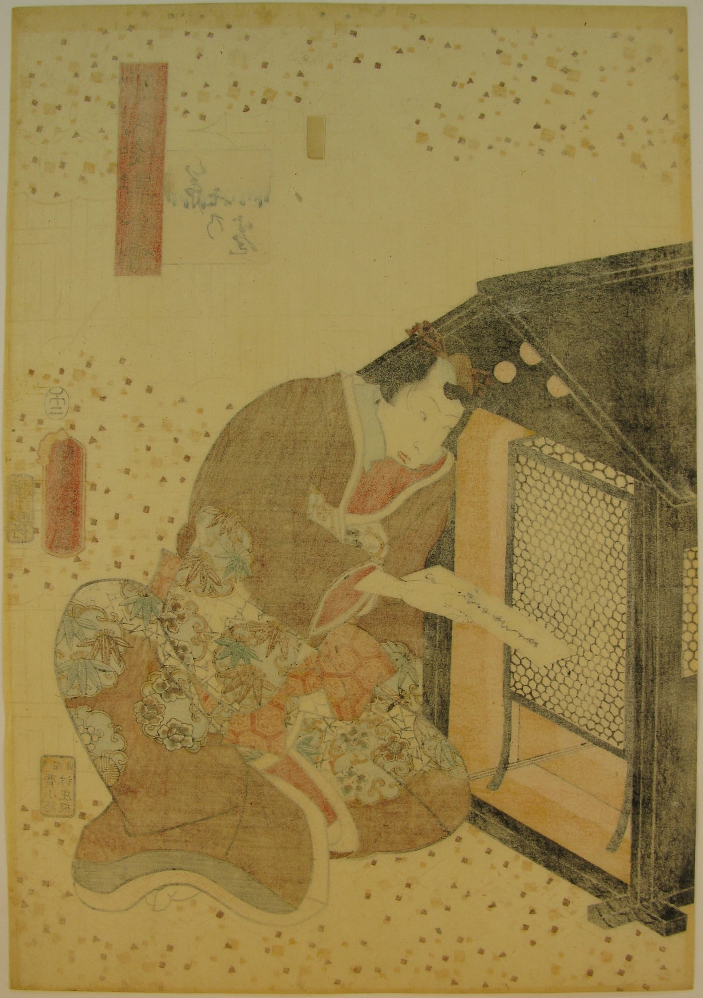 Kunisada / Toyokuni III - woodblock print - Lasting impressions of a late Genji collection - Chapter 7 - verso left