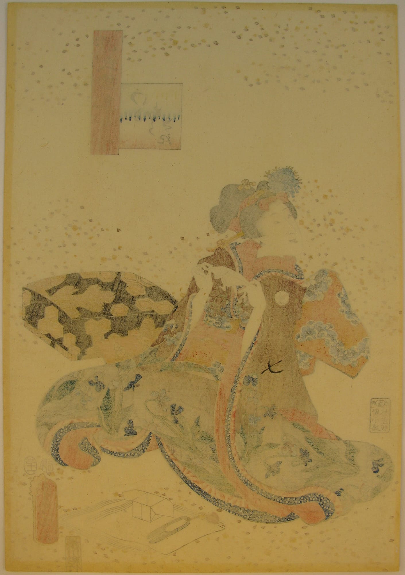 Kunisada / Toyokuni III - woodblock print - Lasting impressions of a late Genji collection - Chapter 6 - verso right