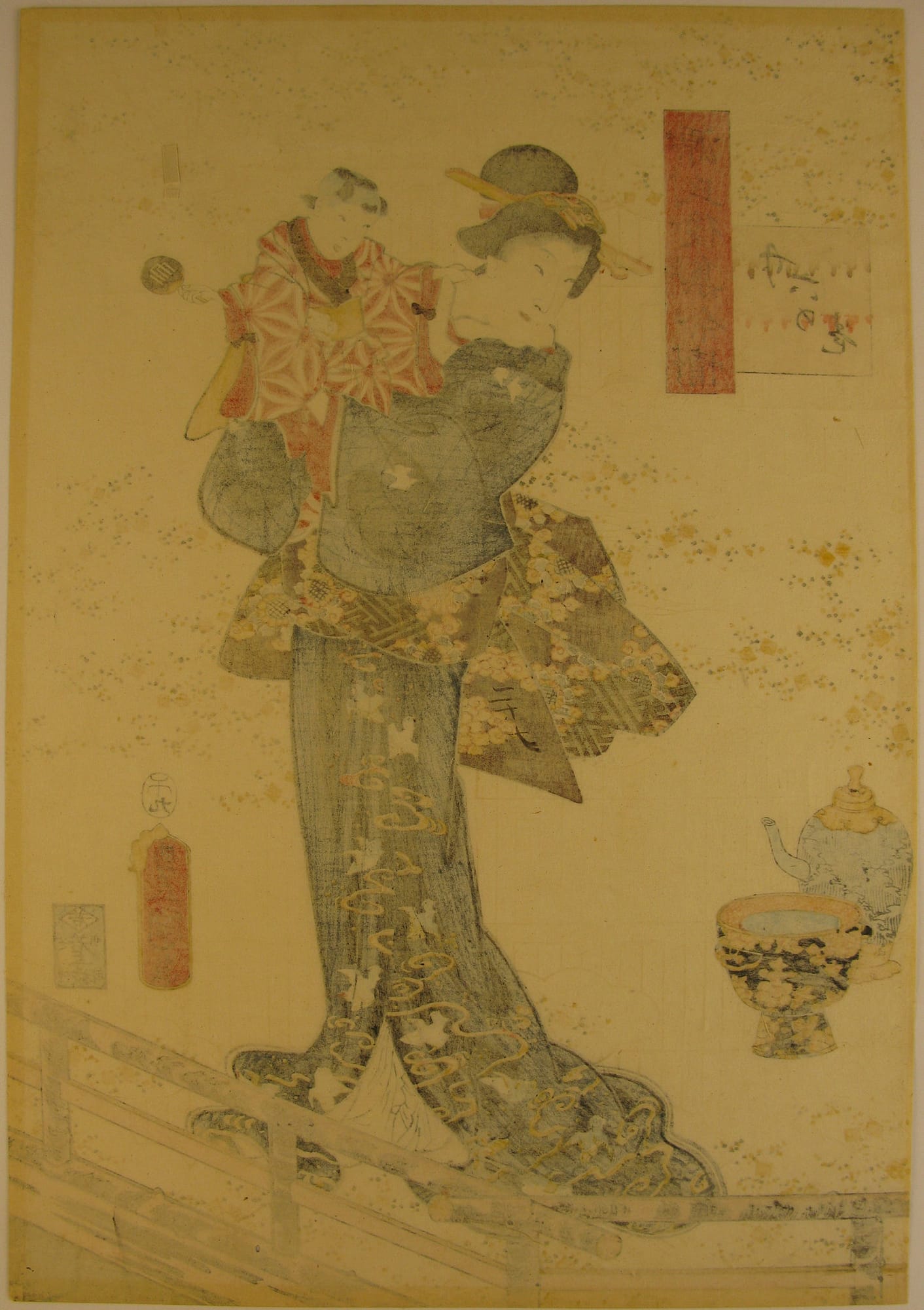 Kunisada / Toyokuni III - woodblock print - Lasting impressions of a late Genji collection - Chapter 26 - verso