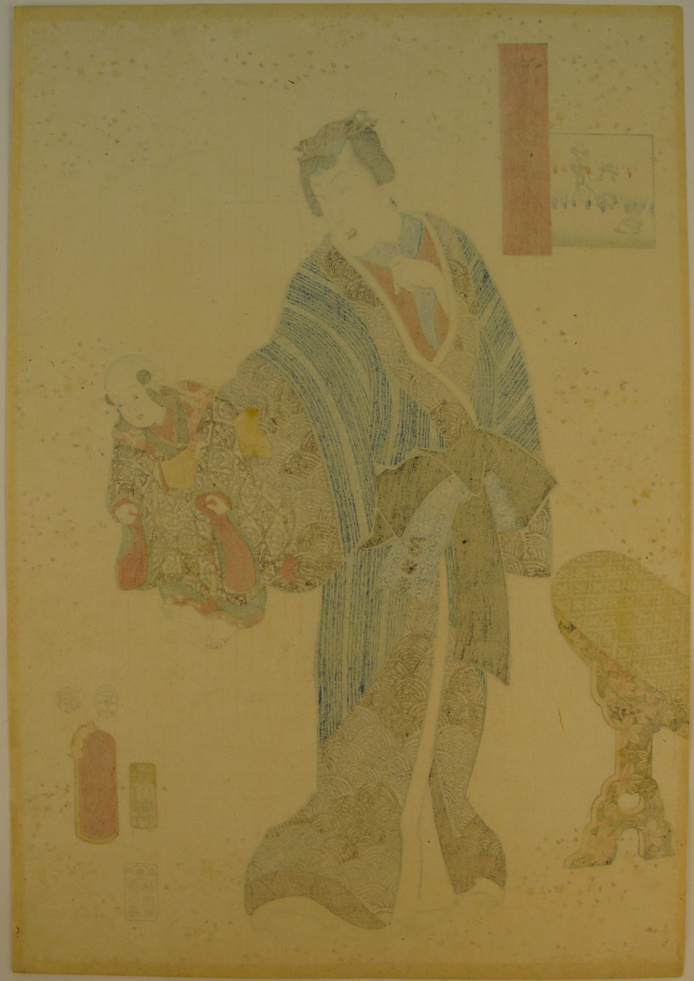 Kunisada / Toyokuni III - woodblock print - Lasting impressions of a late Genji collection - Chapter 6 - verso left