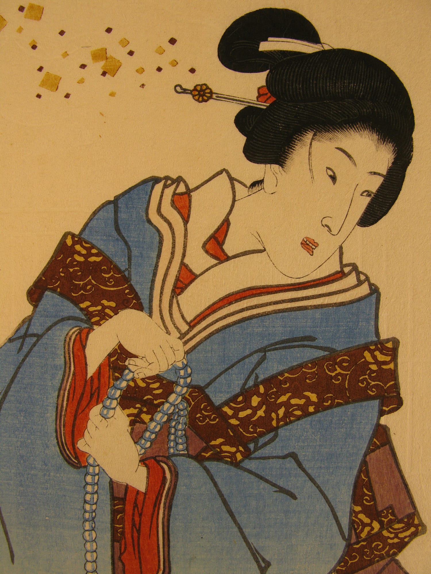 Kunisada / Toyokuni III - woodblock print - Lasting impressions of a late Genji collection - Chapter 30 - detail 1