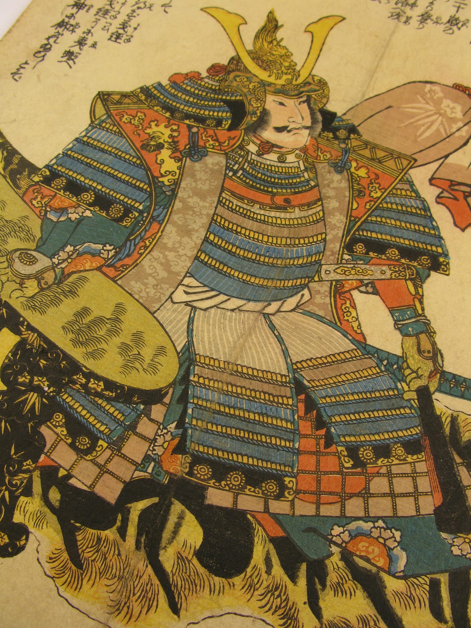 Kuniyoshi woodblock print - Meikô hyaku yû den - Minamoto no Yoshitsune - detail 2