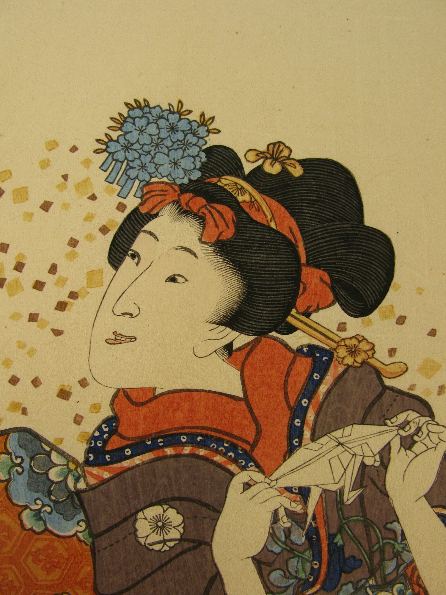 Kunisada / Toyokuni III - woodblock print - Lasting impressions of a late Genji collection - Chapter 6 - detail 1