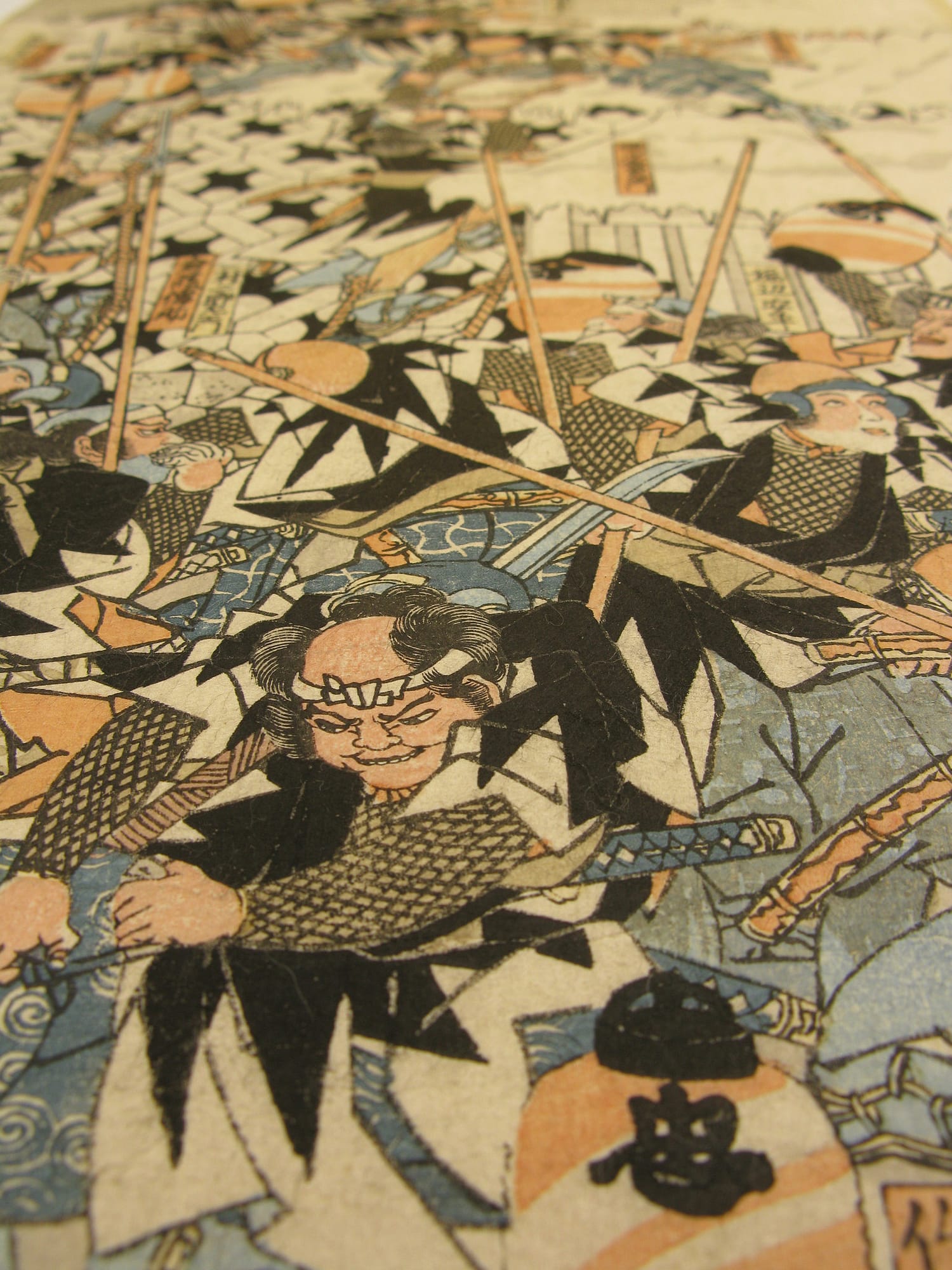 Kuniyoshi woodblock print 47 ronin night attack over the wall T13 detail