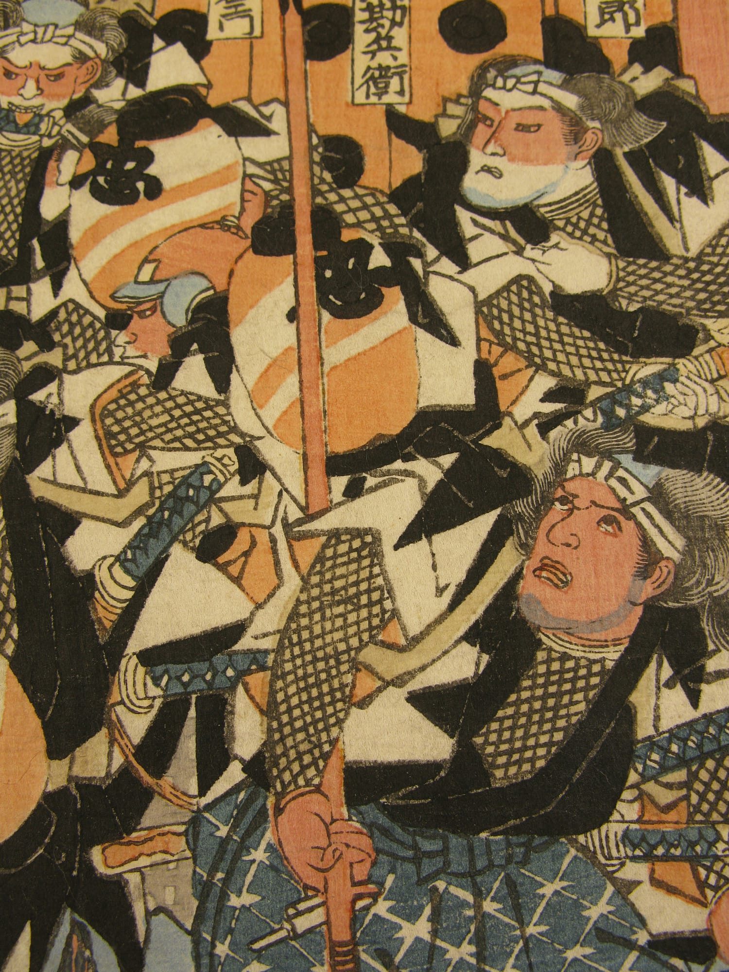 Kuniyoshi woodblock print 47 ronin night attack over the wall T13 detail