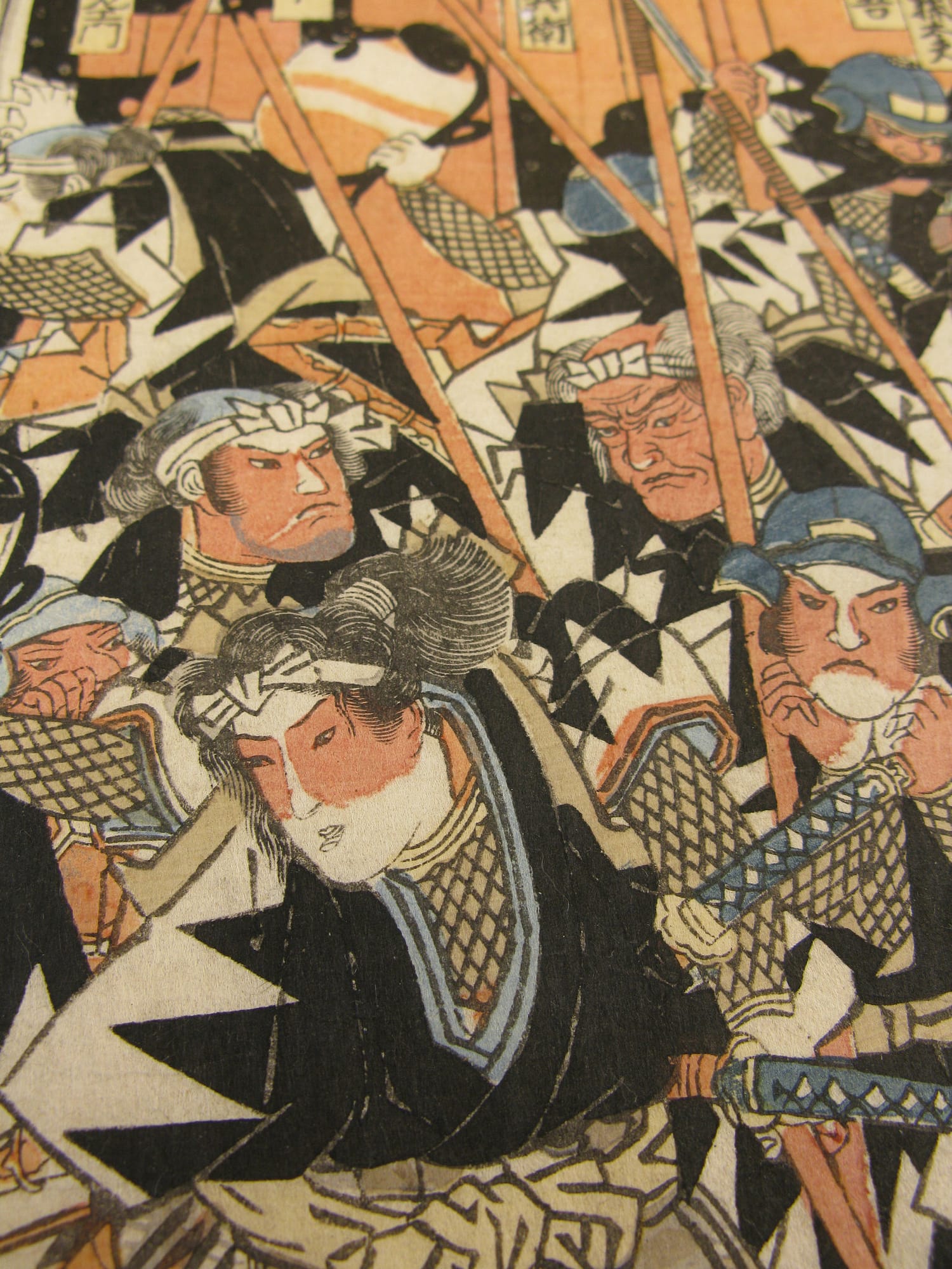 Kuniyoshi woodblock print 47 ronin night attack over the wall T13 detail