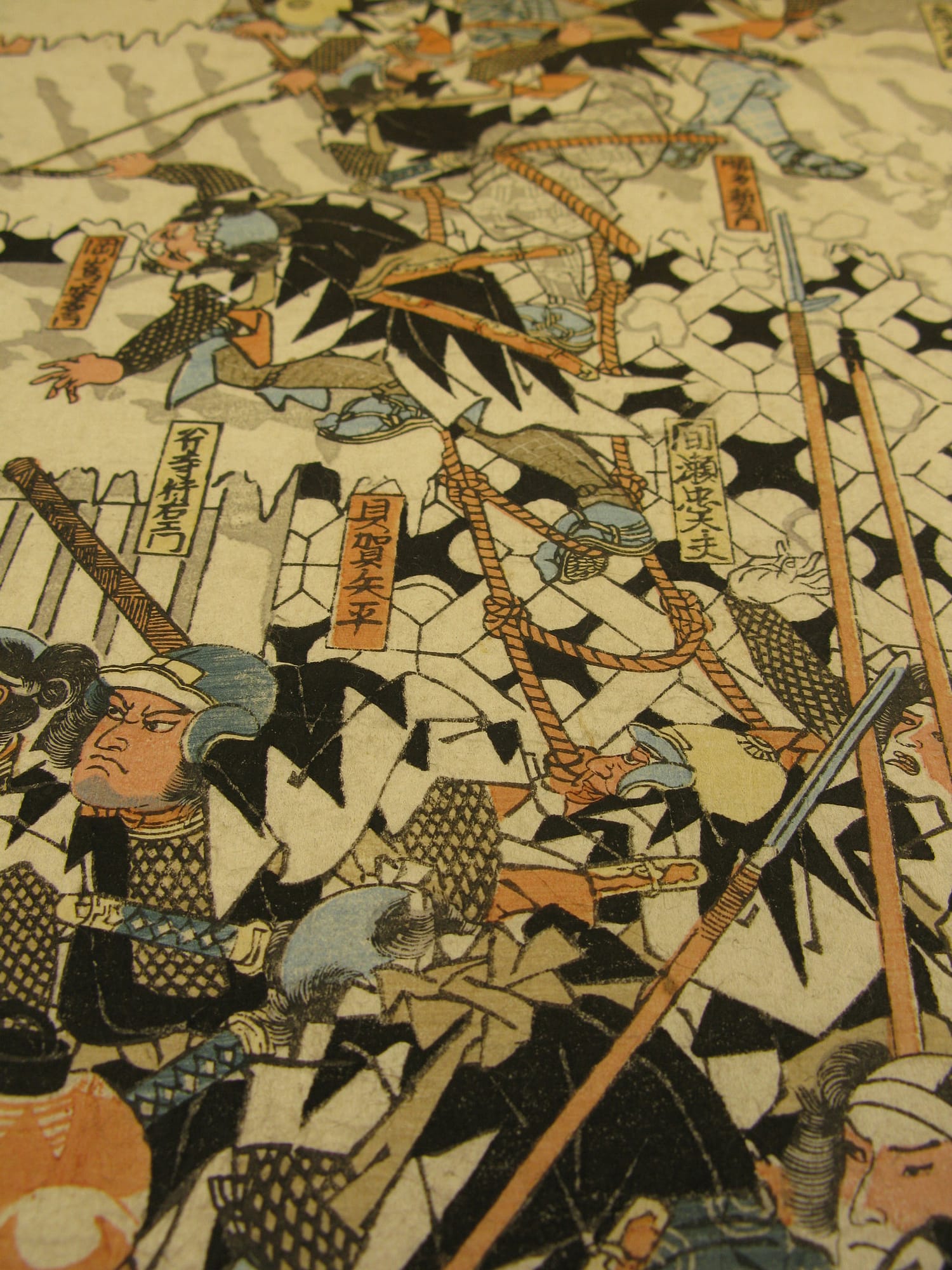 Kuniyoshi woodblock print 47 ronin night attack over the wall T13 detail