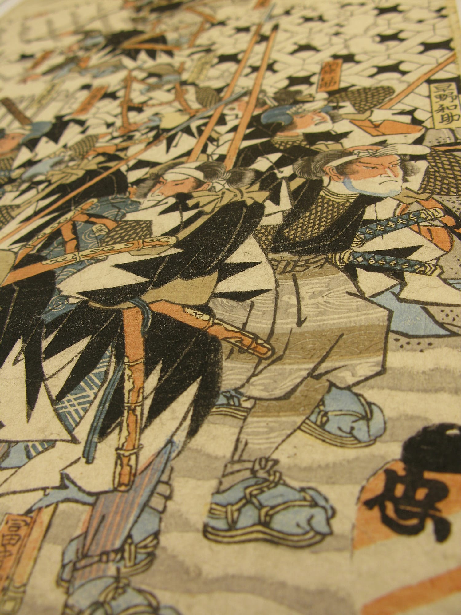 Kuniyoshi woodblock print 47 ronin night attack over the wall T13 detail
