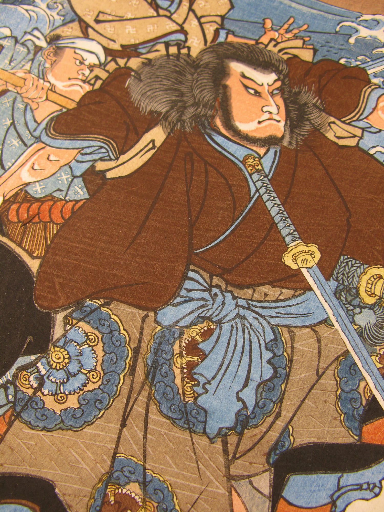 Kuniyoshi woodblock print - triptych - Mountain mist - detail 01