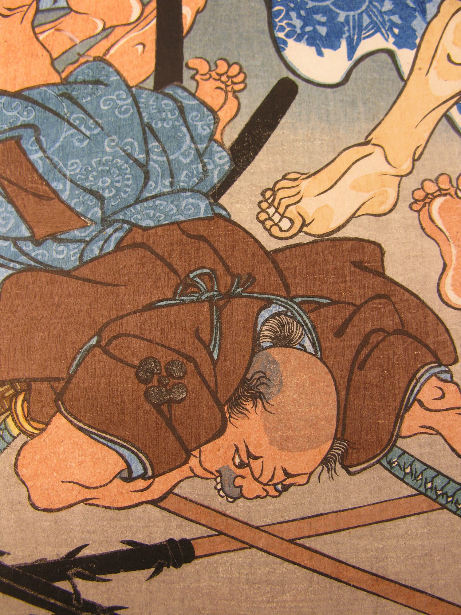 Kuniyoshi woodblock print - triptych - Mountain mist - detail 02