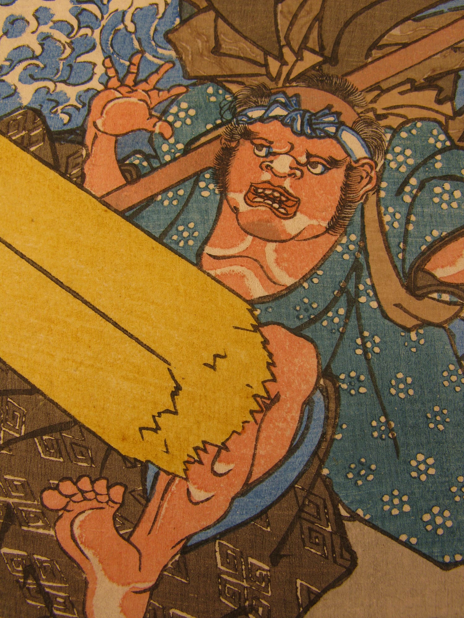Kuniyoshi woodblock print - triptych - Mountain mist - detail 02