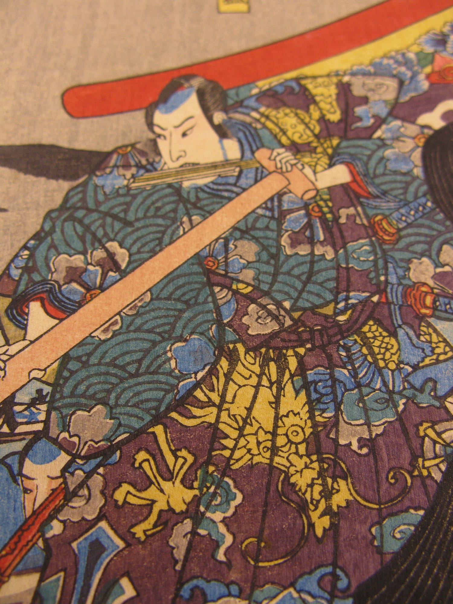 Kuniyoshi woodblock print - triptych - Returning sails - detail 01