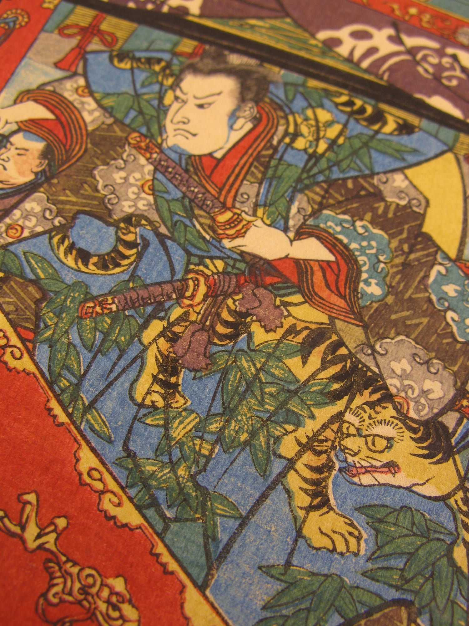 Kuniyoshi woodblock print - triptych - Returning sails - detail 02