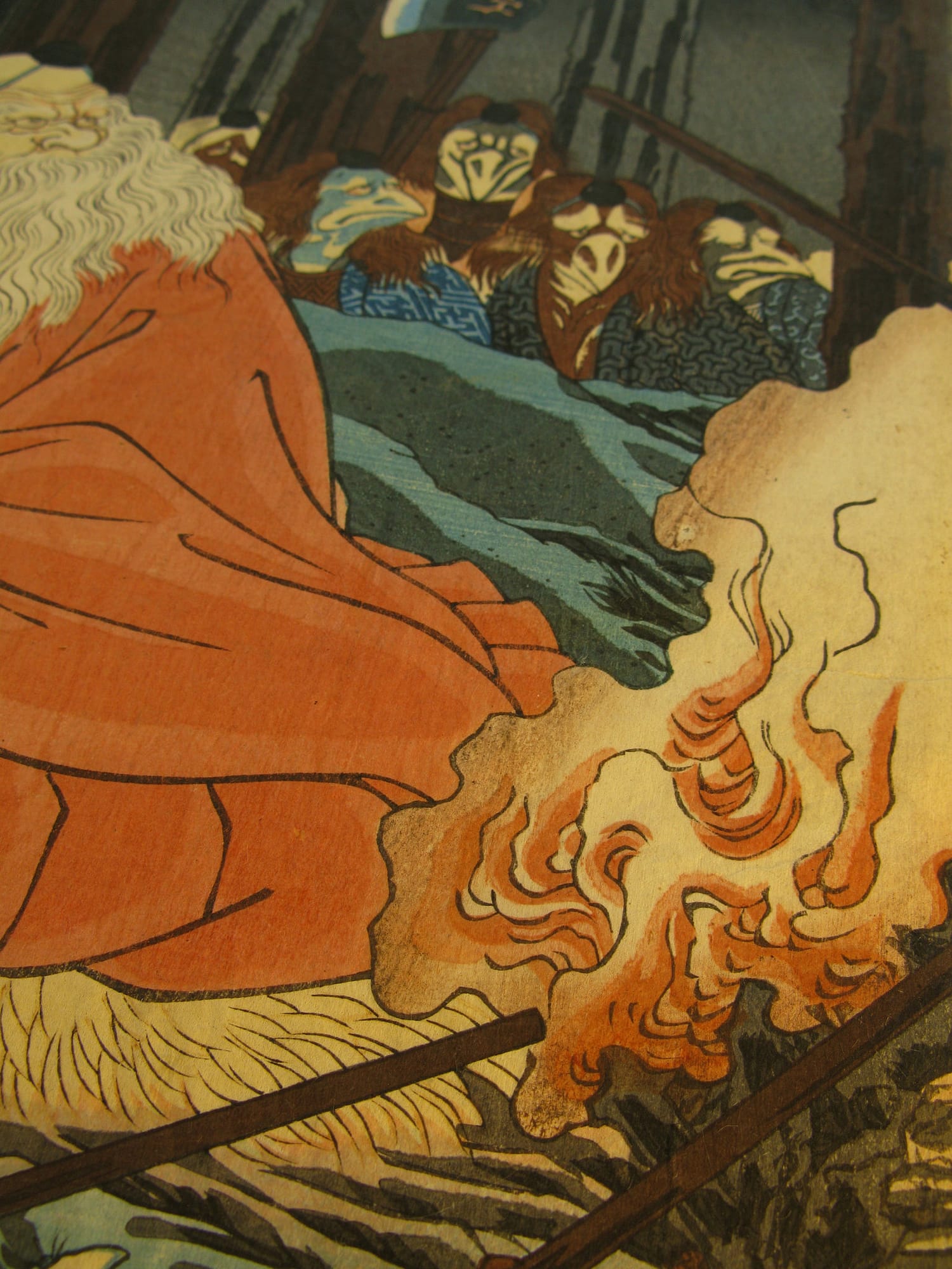 Kuniyoshi woodblock print - Ushiwaka Maru Studies the Martial Arts with Sôjô-bô - detail 03