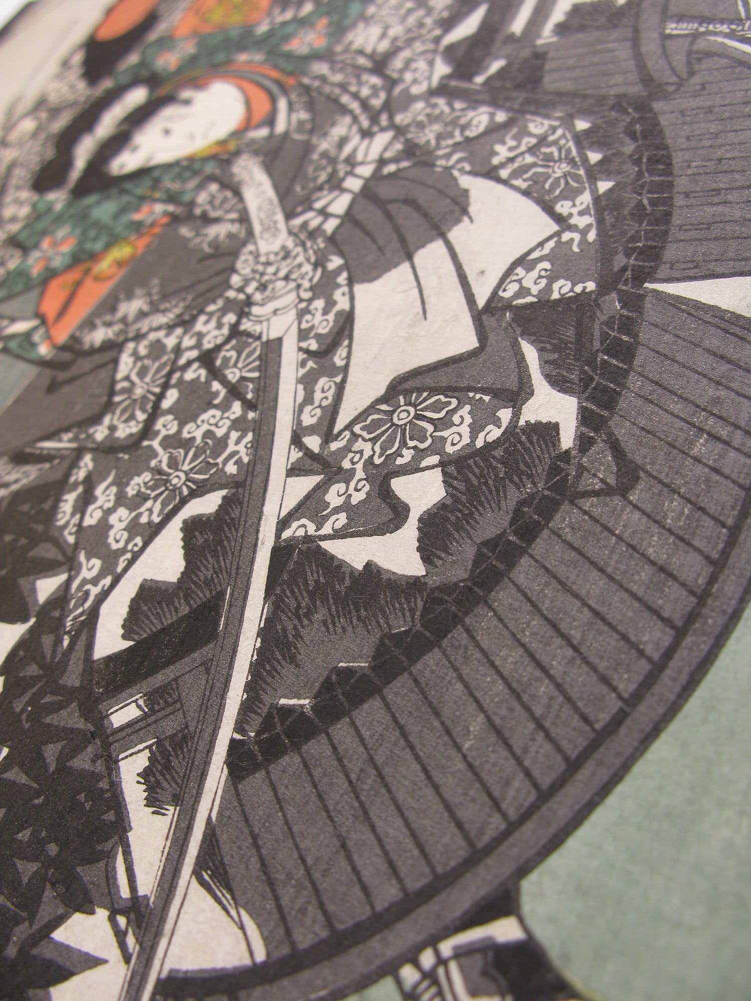 Kuniysohi woodblock print Yoshitsune fighting Chohan at the inn detail