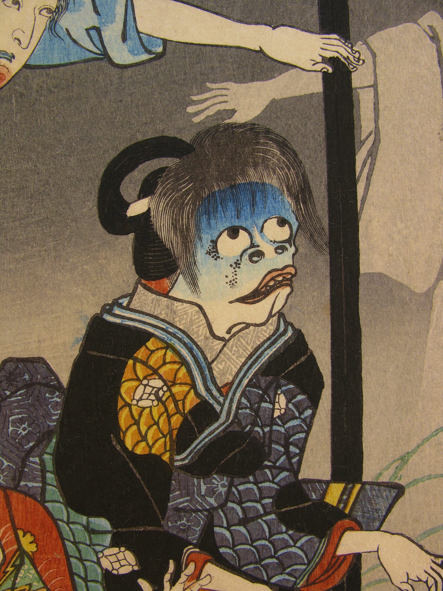 Kuniyoshi - woodblock print - Ghost of Asakura Togo - triptych - detail 1