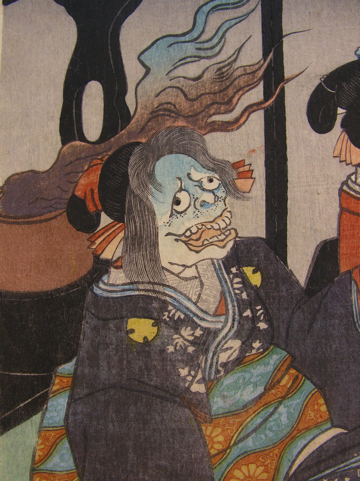 Kuniyoshi - woodblock print - Ghost of Asakura Togo - triptych - detail 2