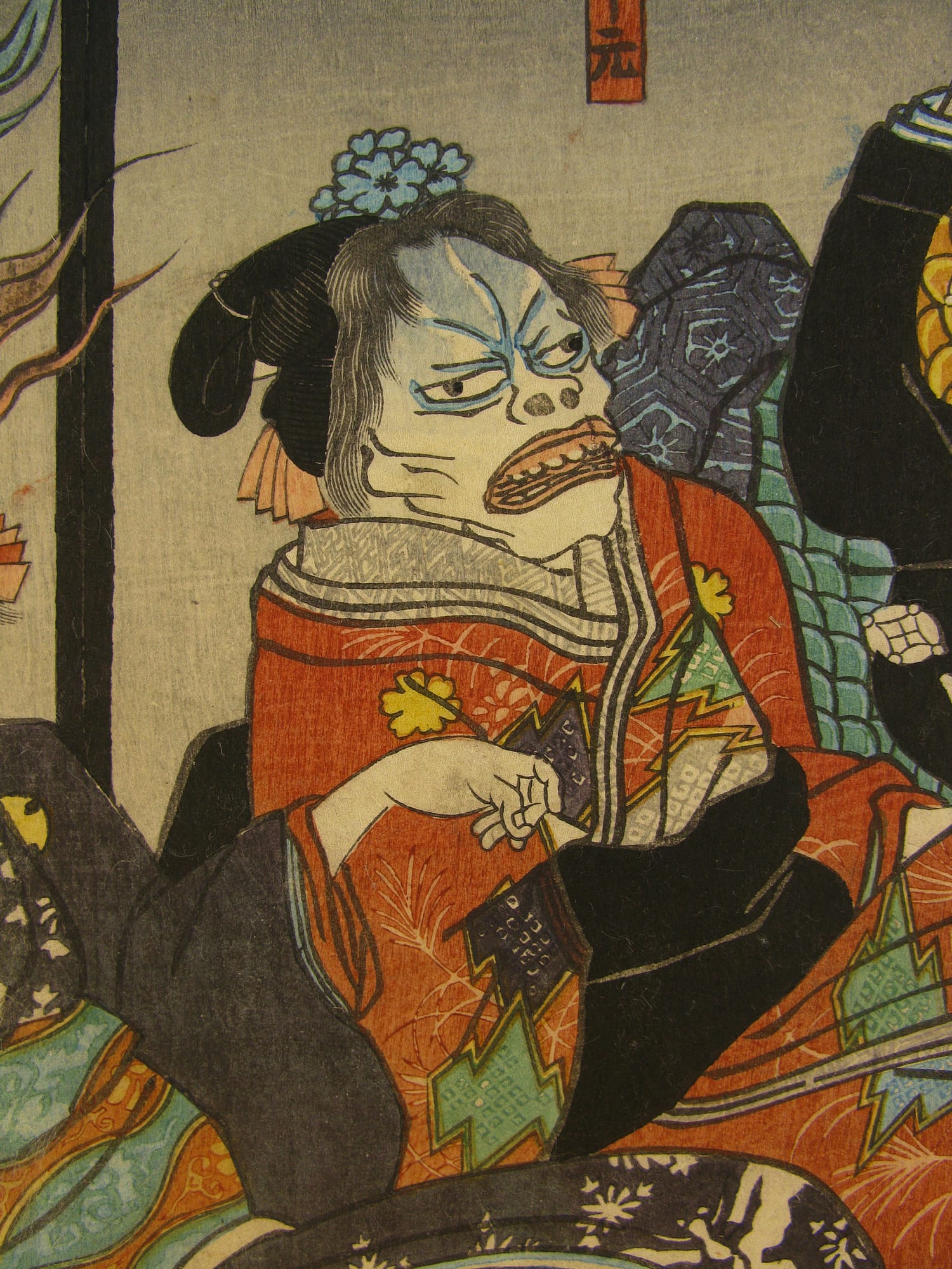 Kuniyoshi - woodblock print - Ghost of Asakura Togo - triptych - detail 3
