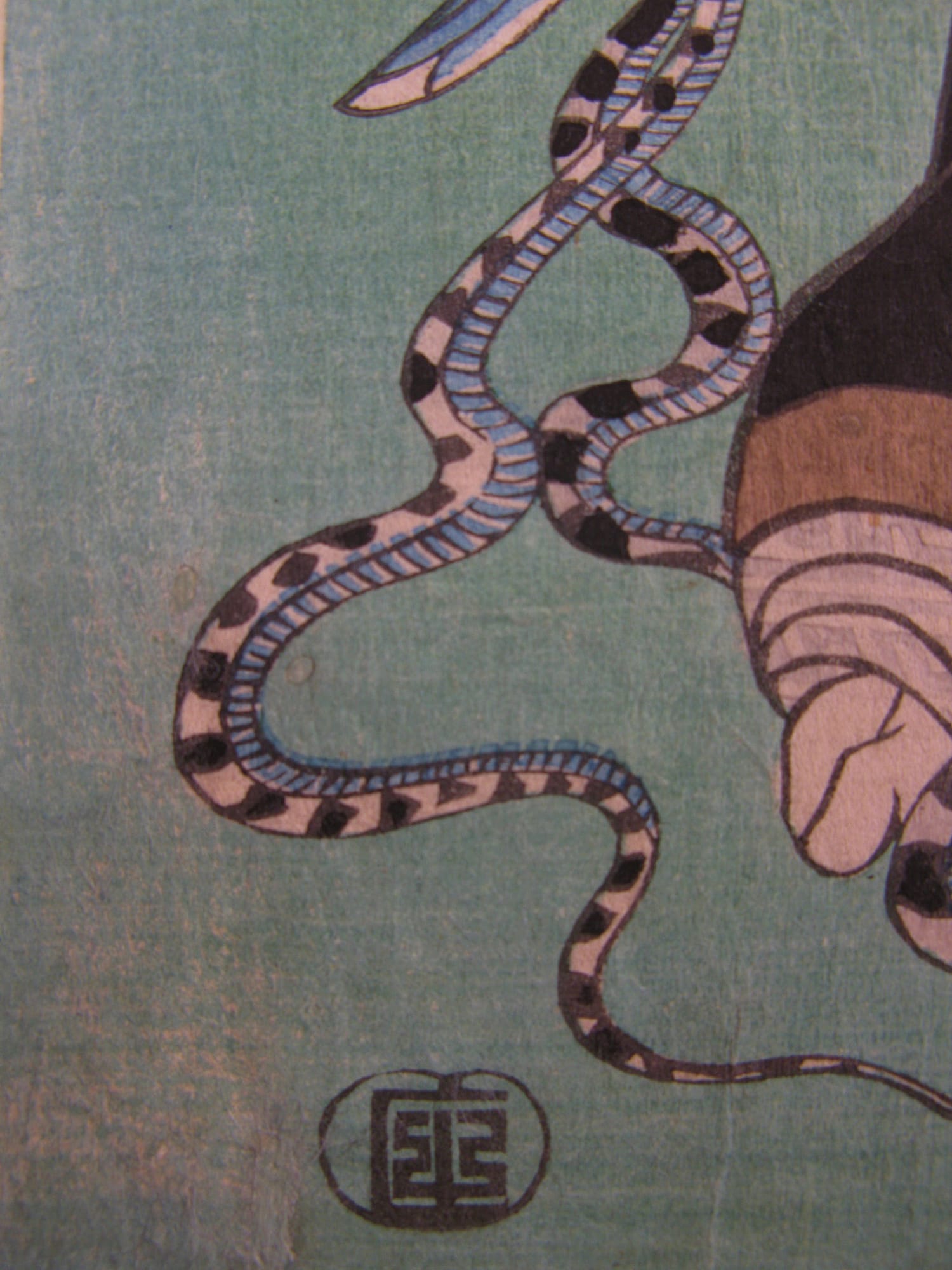 Kuniyoshi - woodblock print - Ghost of Asakura Togo - triptych - detail 1