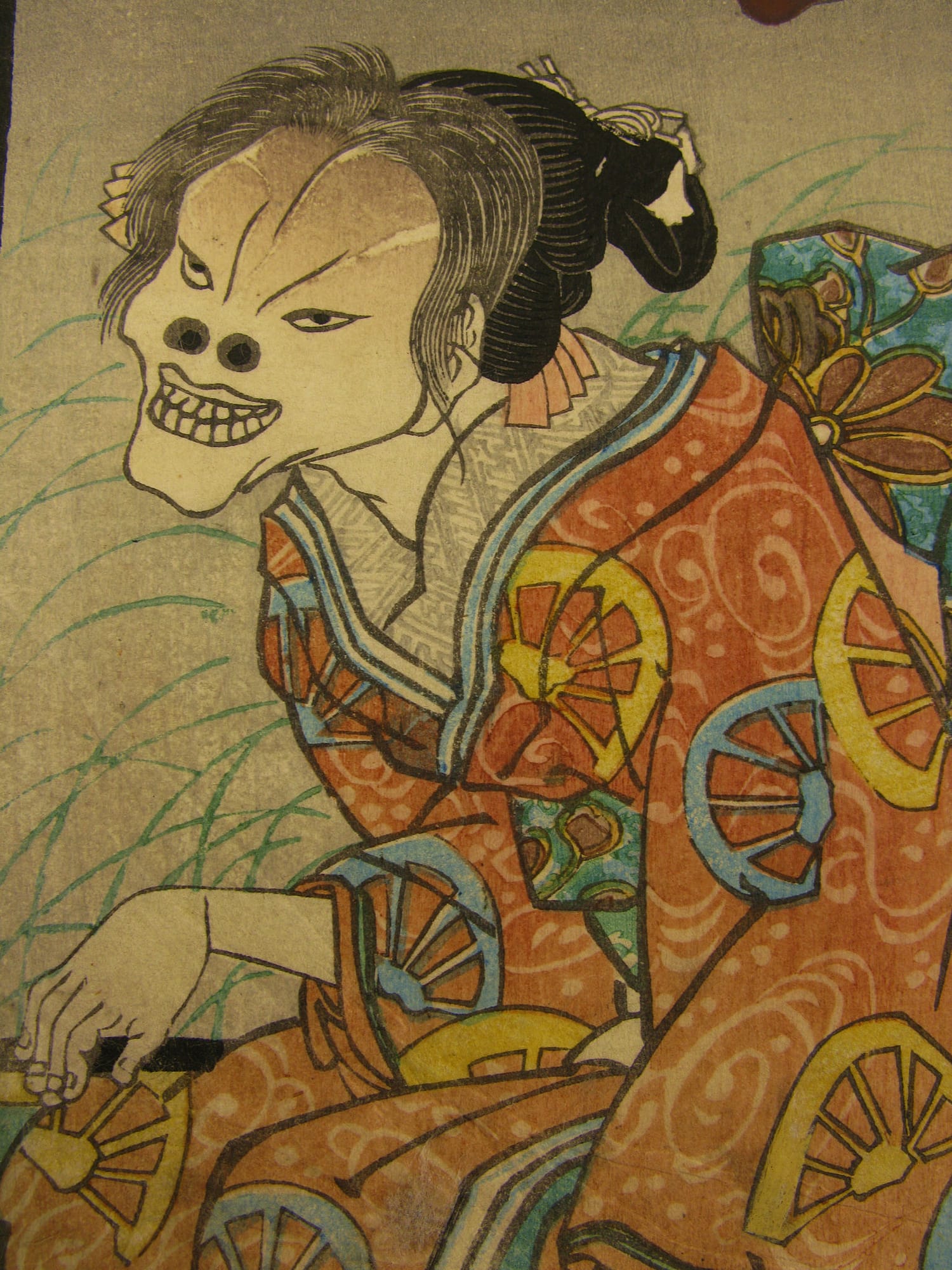 Kuniyoshi - woodblock print - Ghost of Asakura Togo - triptych - detail 2