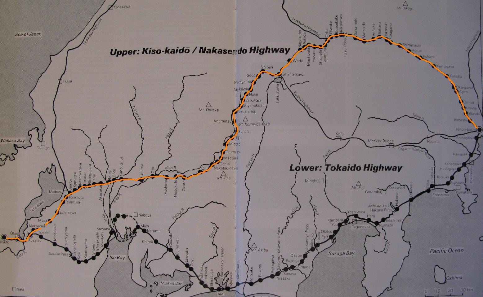Kisokaido road - Japan map