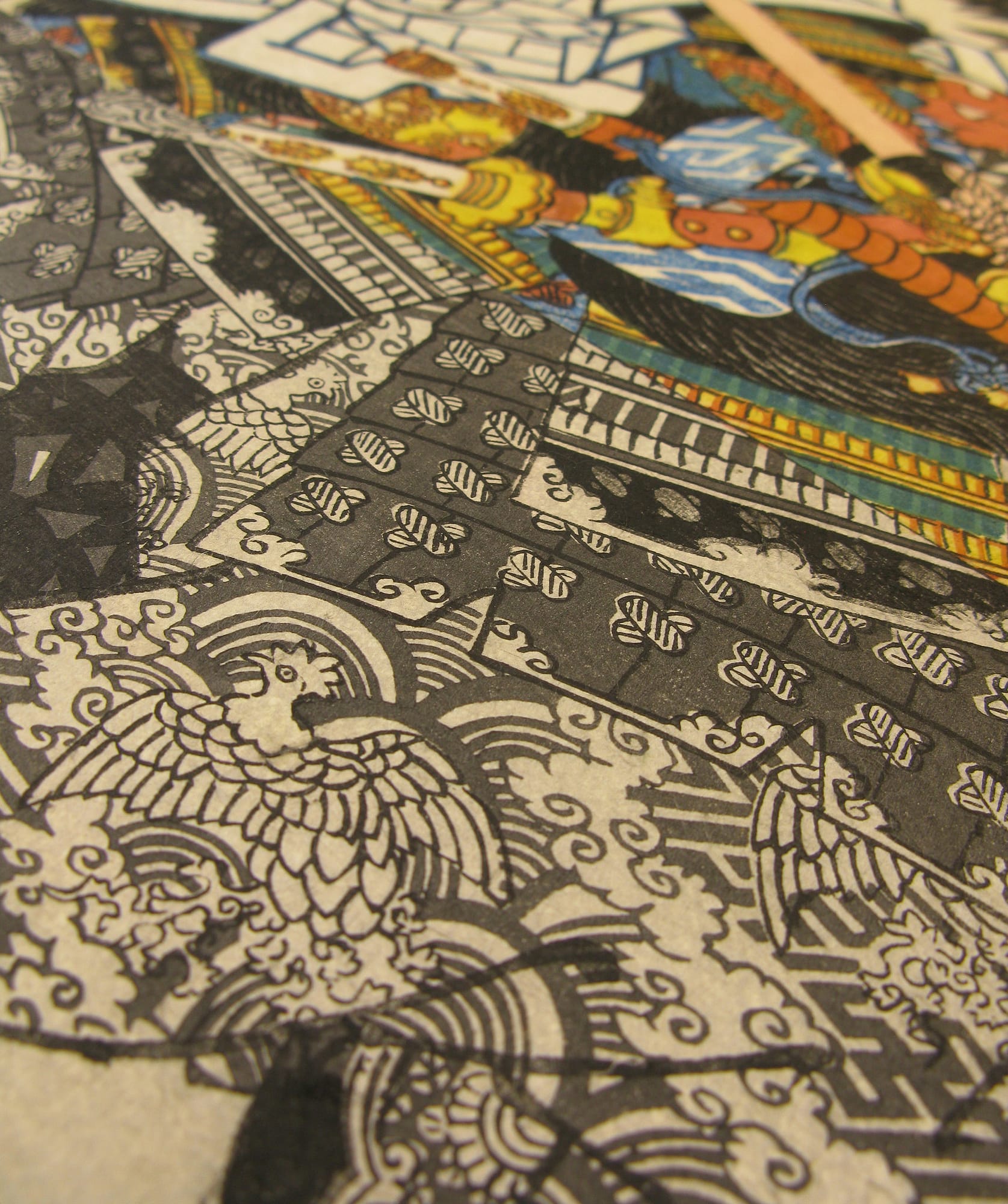 Kuniysohi woodblock print Yoshitsune fighting Chohan at the inn detail