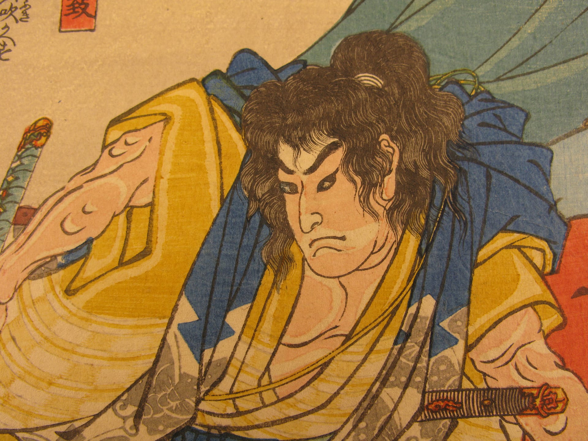 Kuniyoshi woodblock print - Genji kumo ukiyo-e awase - Utsusemi - detail 1
