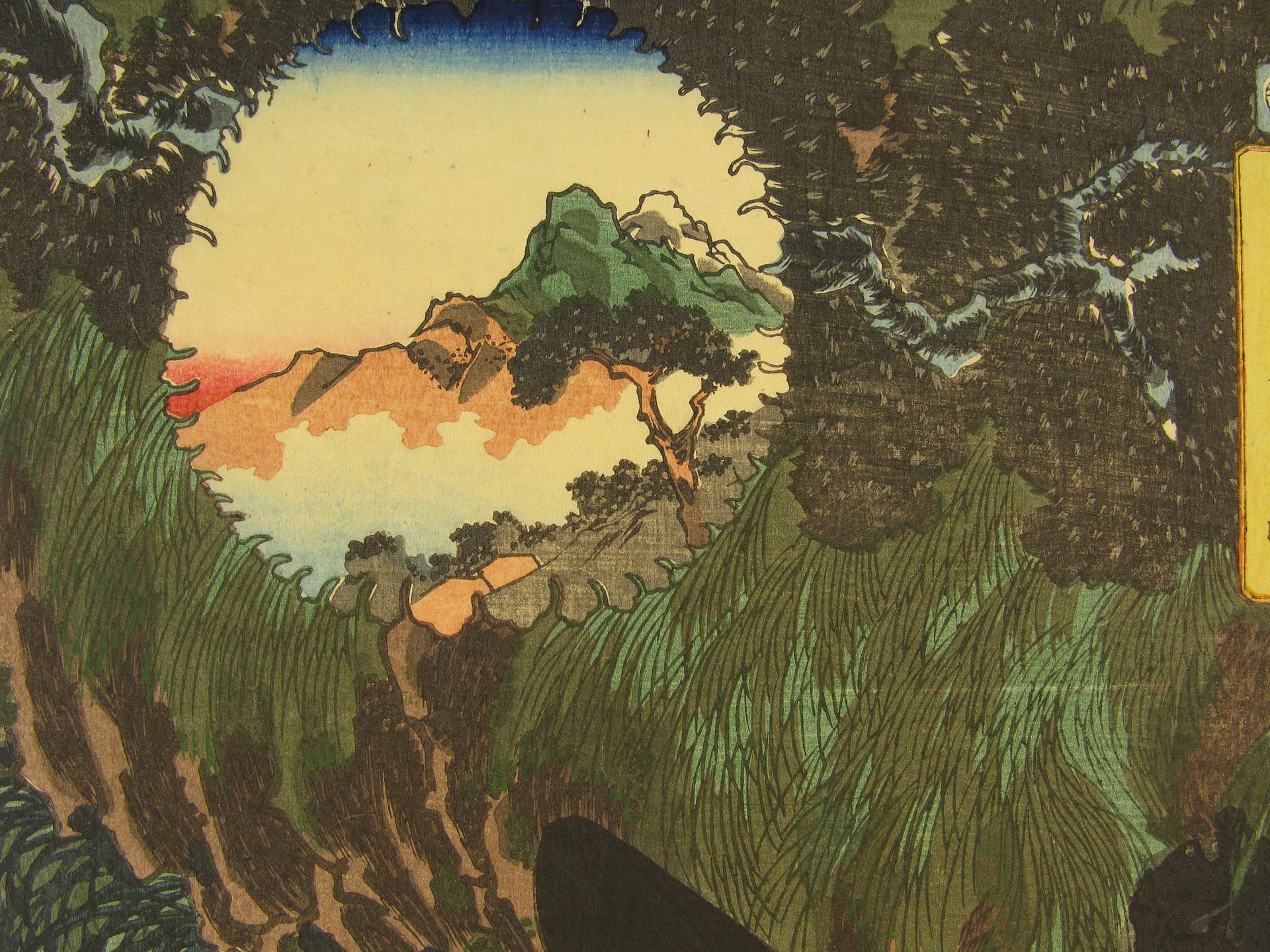Kuniyoshi - Kisokaido rokujuku tsugi - miyanokoshi - detail 2