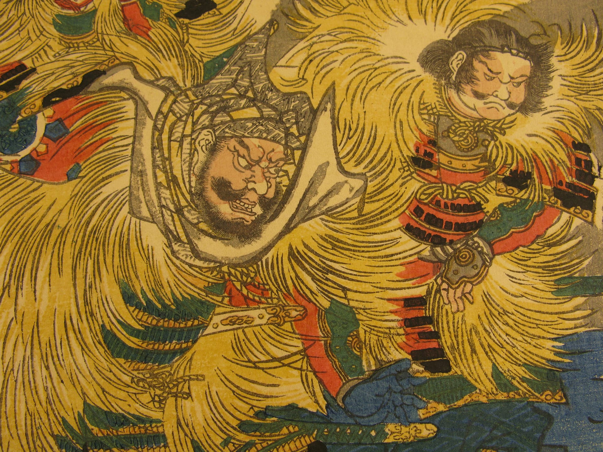 Kuniyoshi - Yoshitsune and his retainers at Mount Yoshino - detail 1