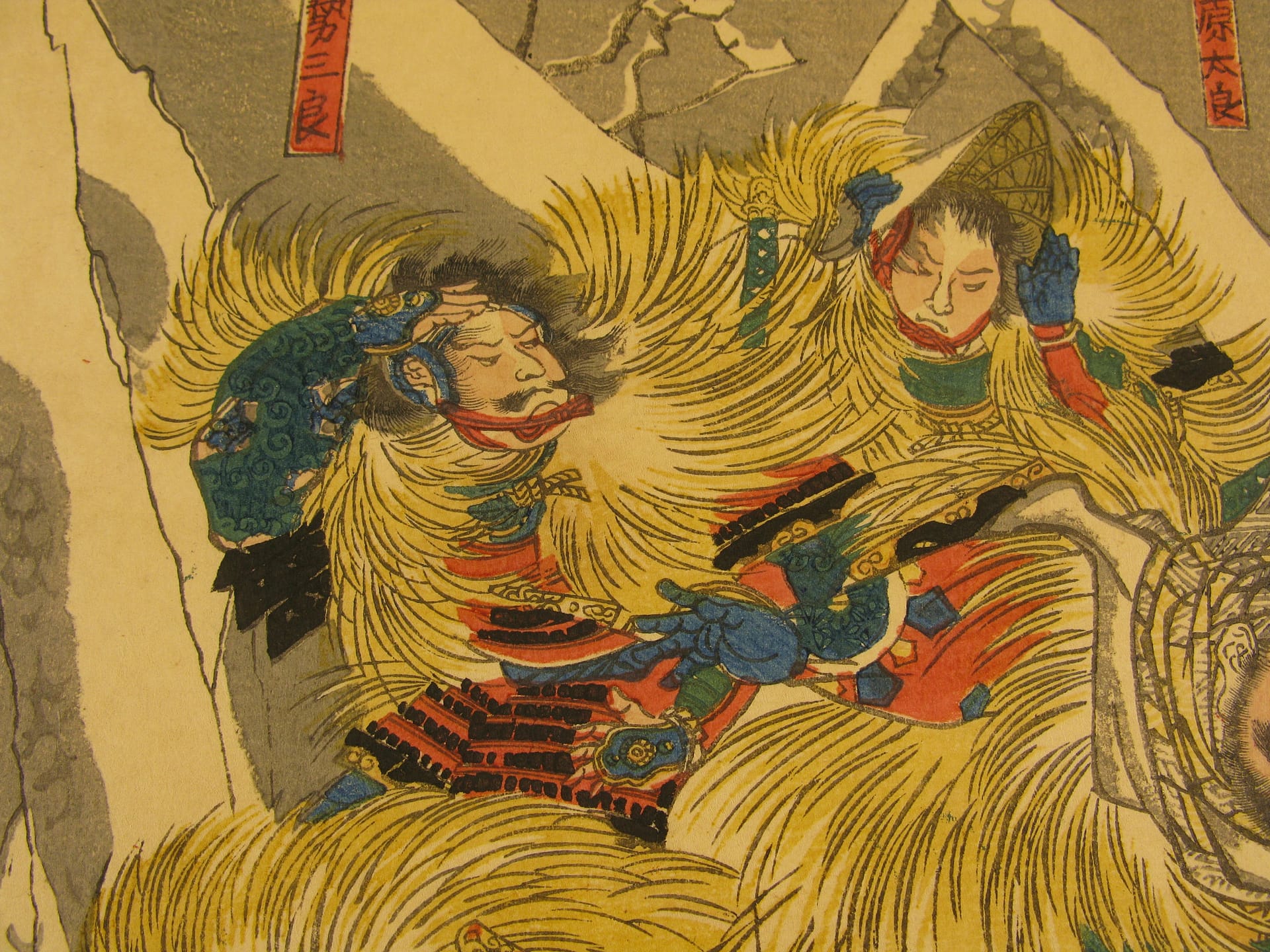 Kuniyoshi - Yoshitsune and his retainers at Mount Yoshino - detail 2