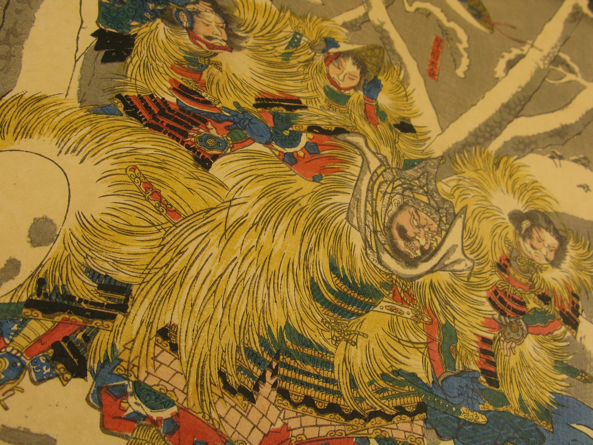 Kuniyoshi - Yoshitsune and his retainers at Mount Yoshino - detail 3