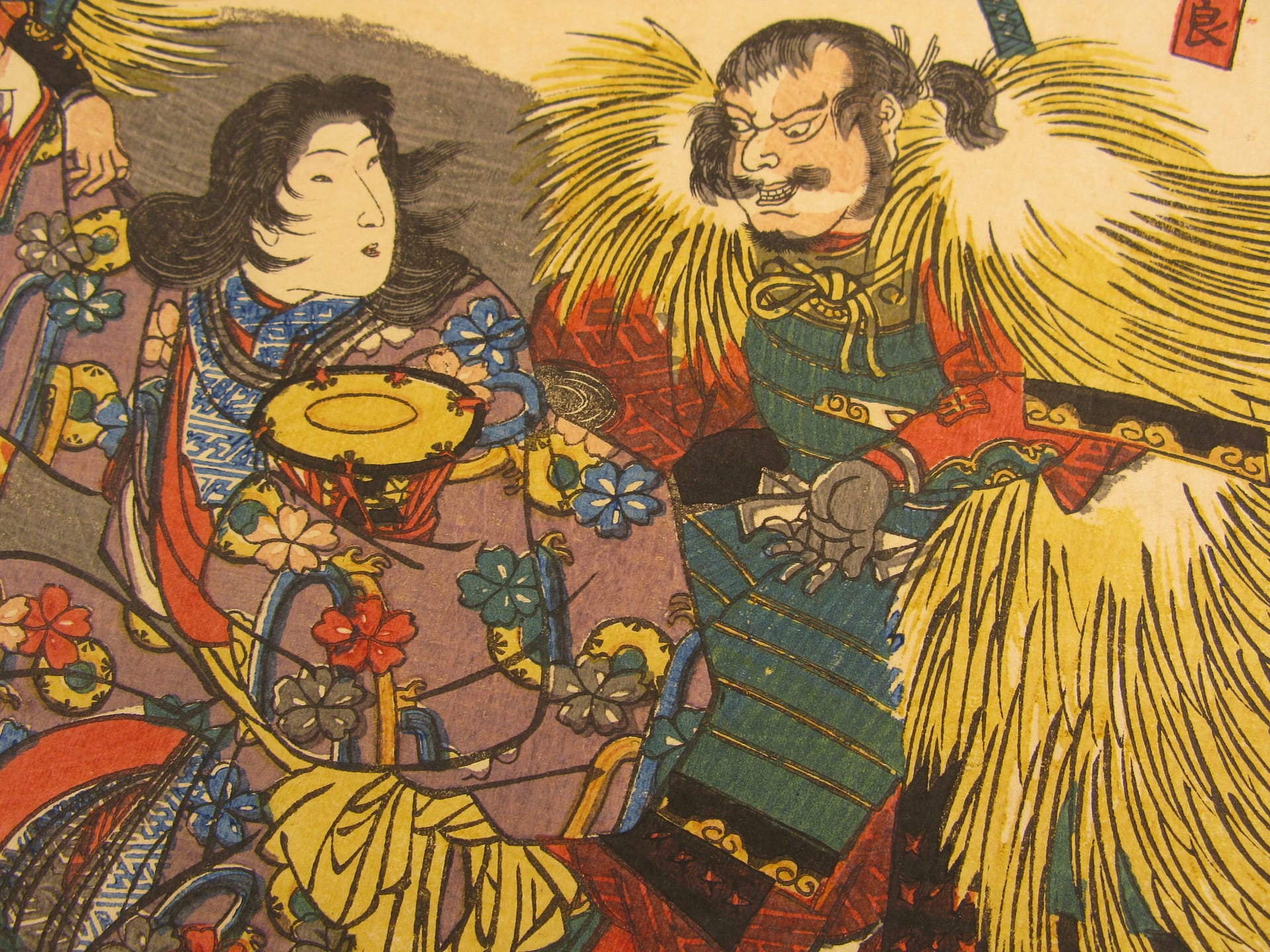 Kuniyoshi - Yoshitsune and his retainers at Mount Yoshino - detail 1