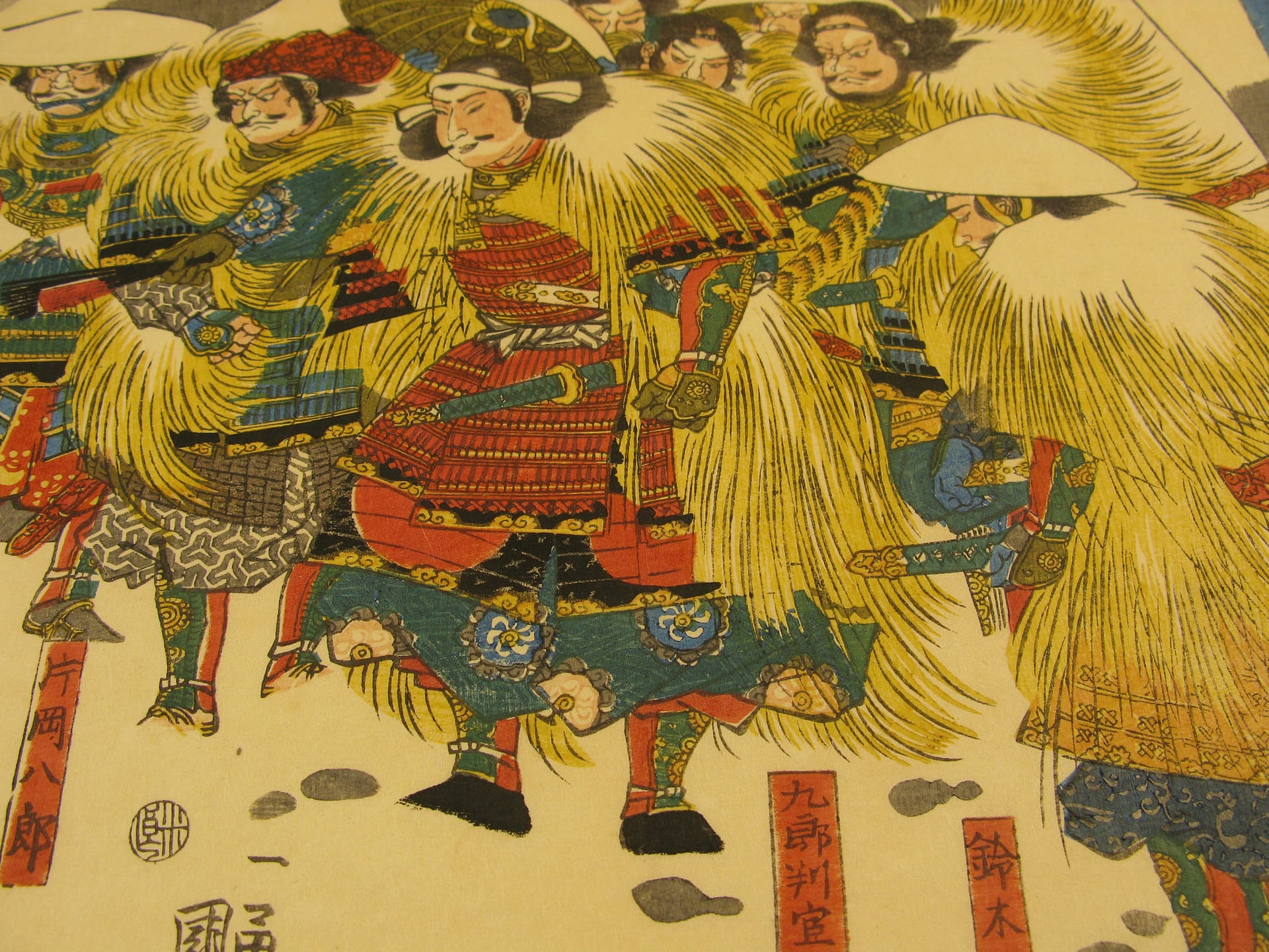 Kuniyoshi - Yoshitsune and his retainers at Mount Yoshino - detail 3