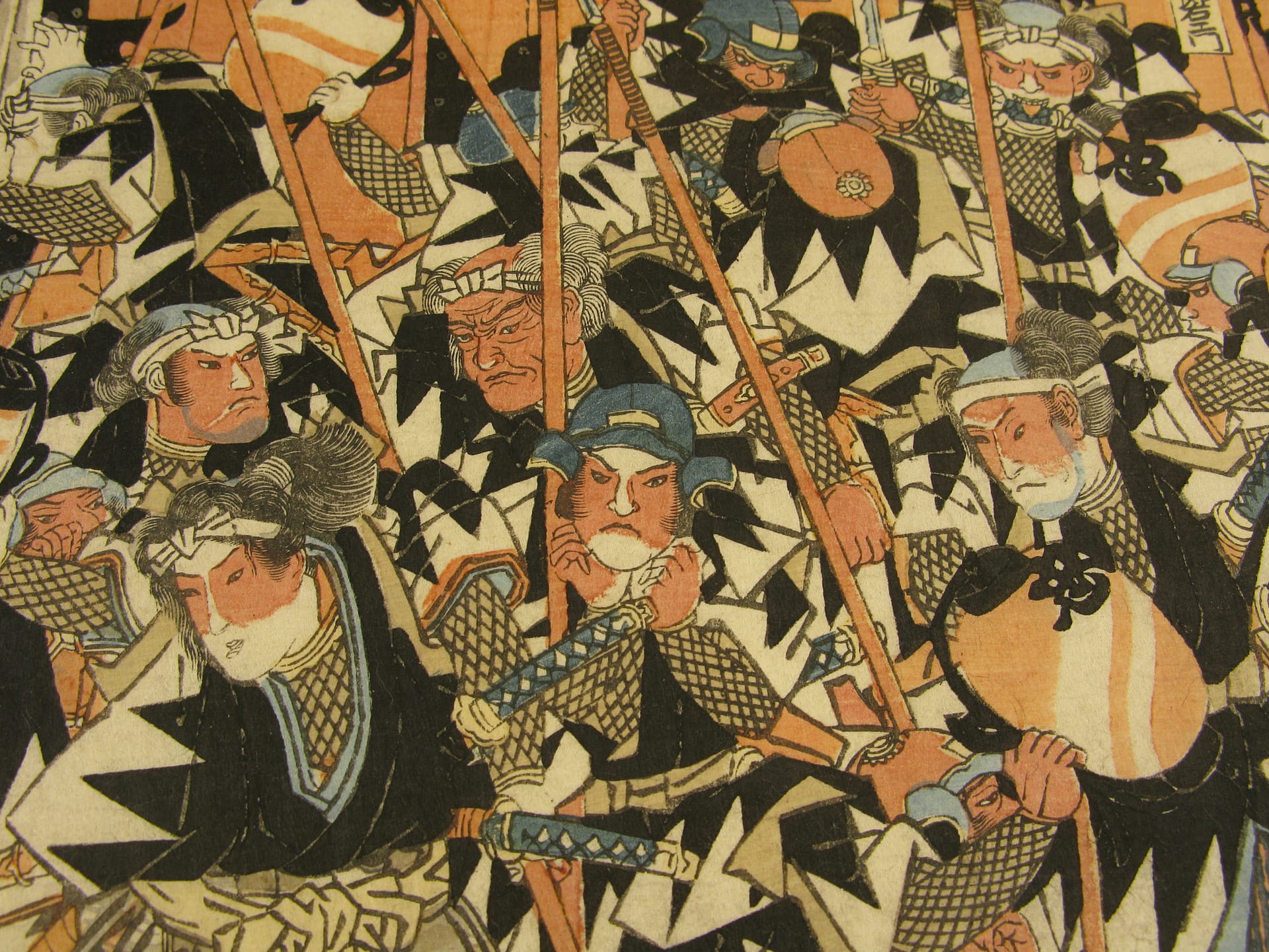 Kuniyoshi woodblock print 47 ronin night attack over the wall T13 detail