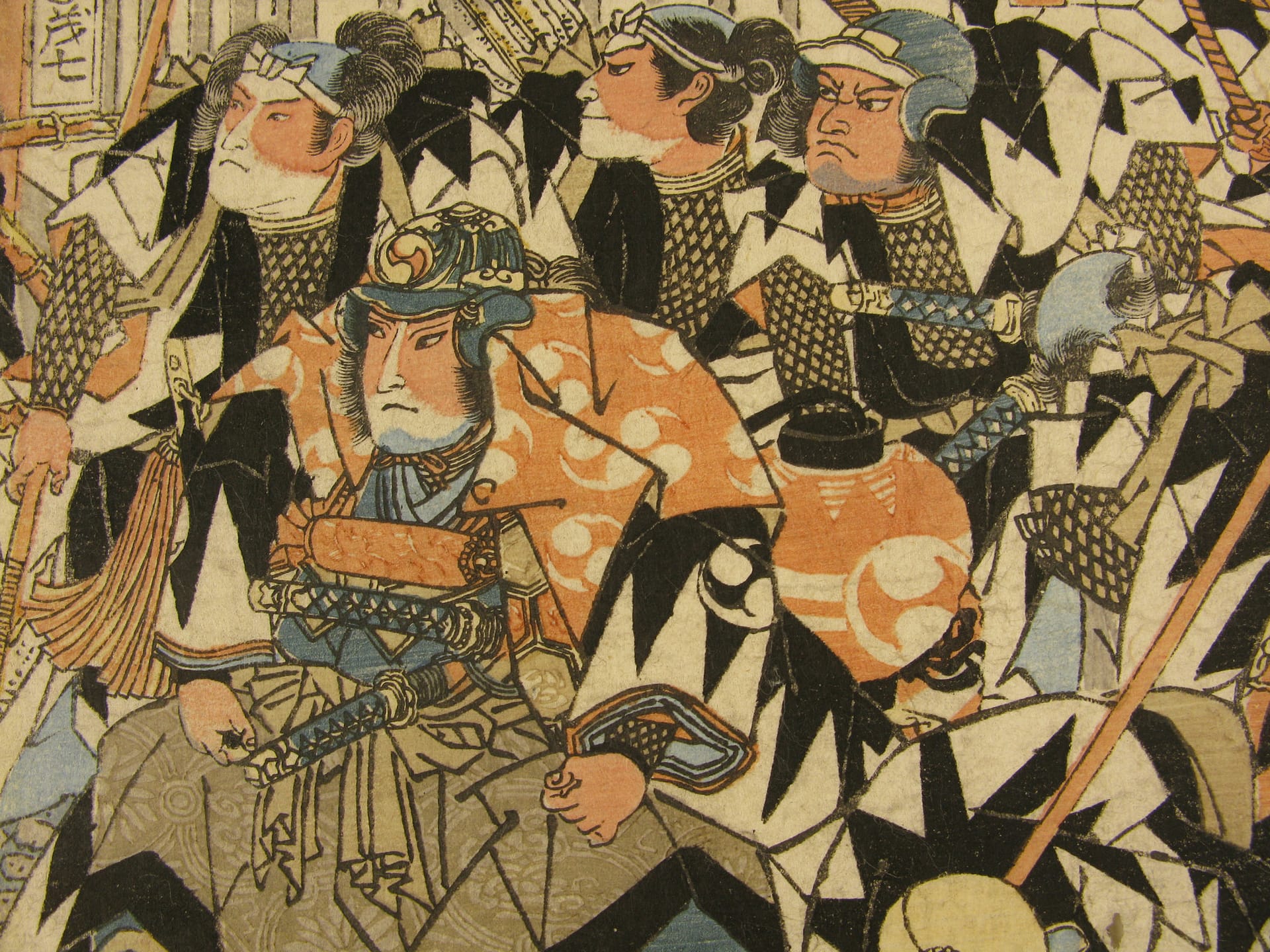 Kuniyoshi woodblock print 47 ronin night attack over the wall T13 detail