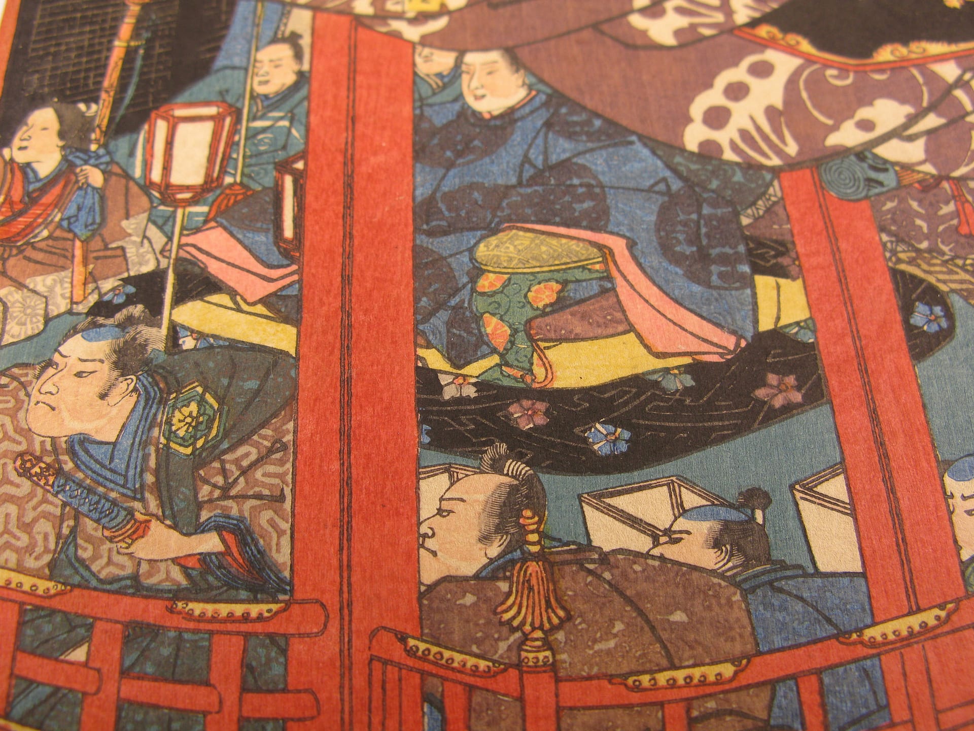 Kuniyoshi woodblock print - triptych - Returning sails - detail 02