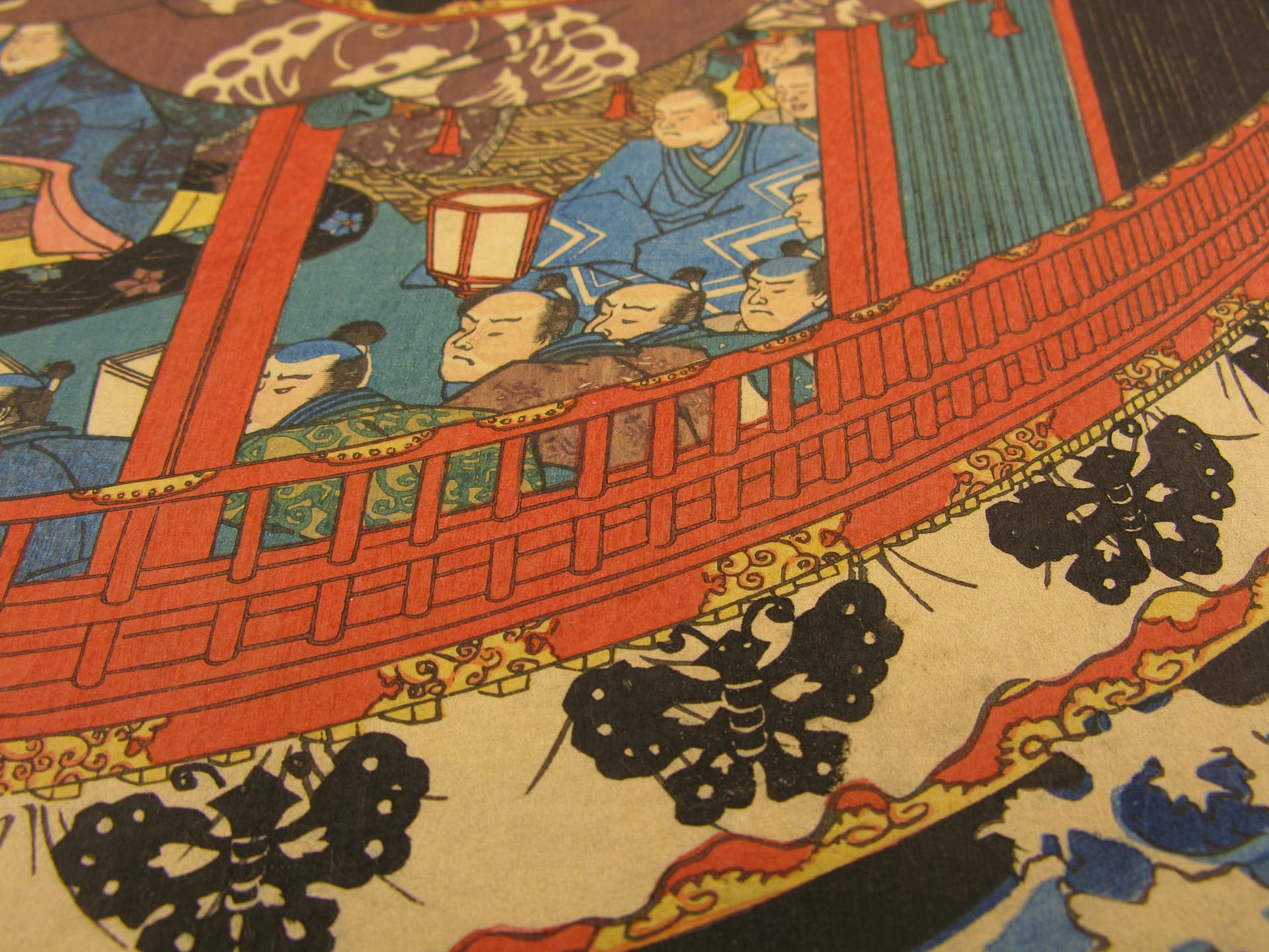 Kuniyoshi woodblock print - triptych - Returning sails - detail 03
