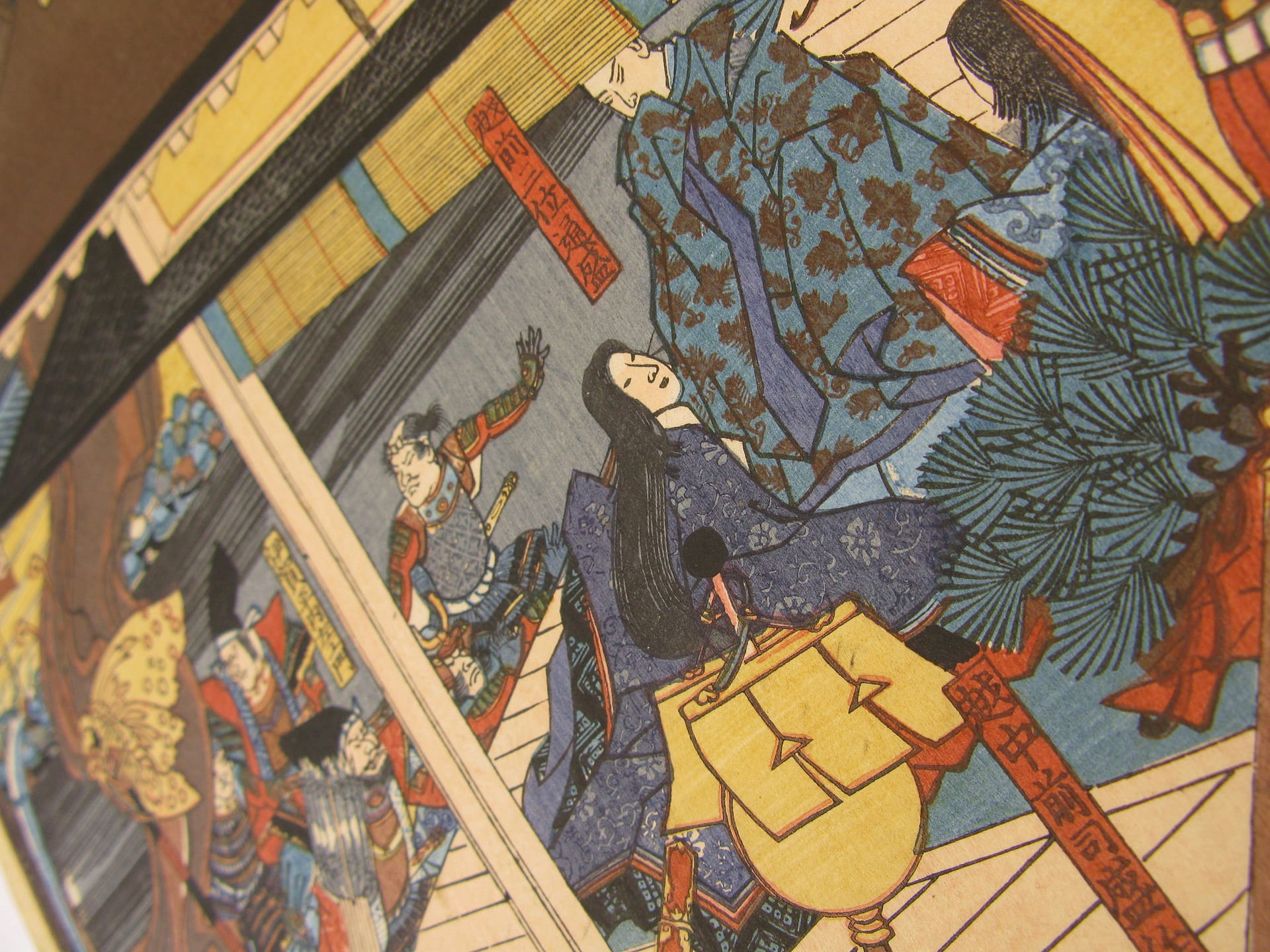 Kuniyoshi woodblock print - triptych - The battle of Ichi no tani - detail 4