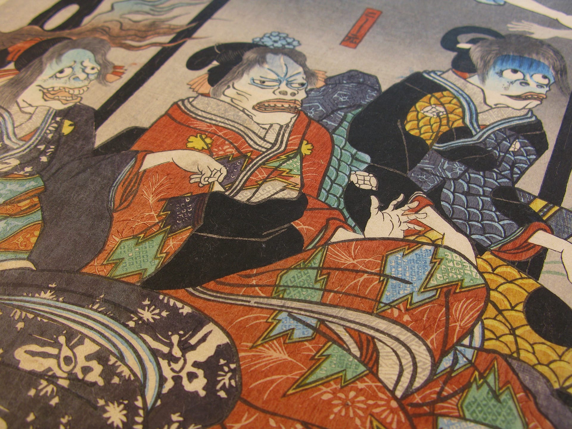 Kuniyoshi - woodblock print - Ghost of Asakura Togo - triptych - detail 6