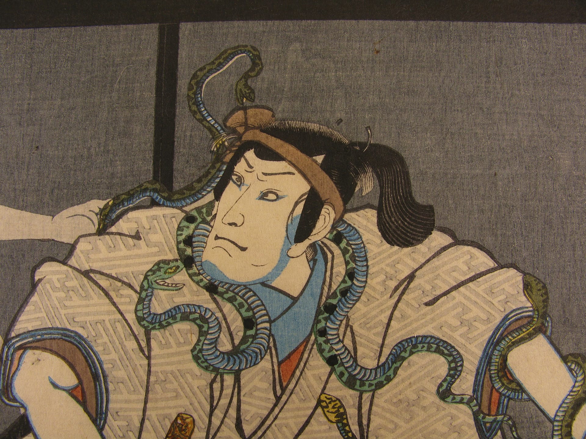 Kuniyoshi - woodblock print - Ghost of Asakura Togo - triptych - detail 2