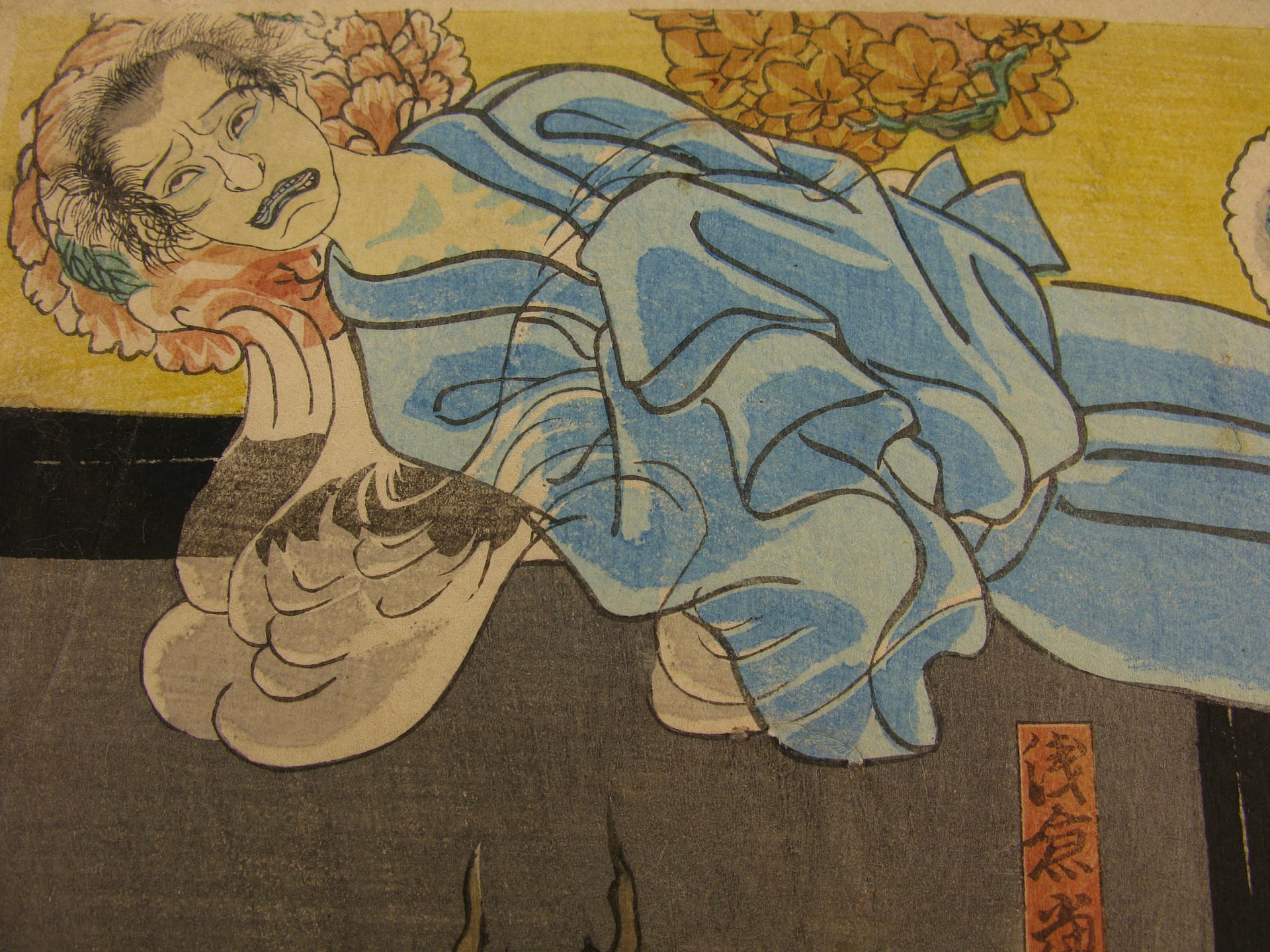Kuniyoshi - woodblock print - Ghost of Asakura Togo - triptych - detail 4