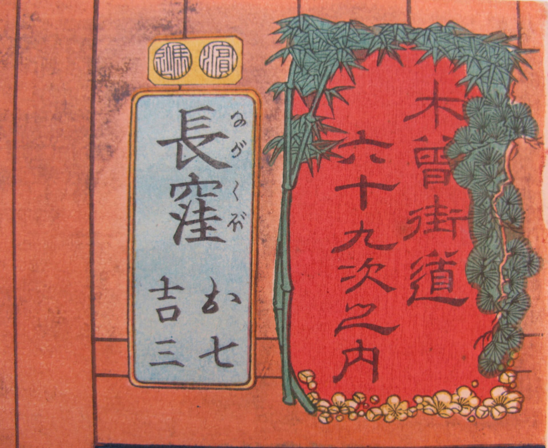 Kuniyoshi - Kisokaido rokujuku tsugi - nagakubo - detail 1